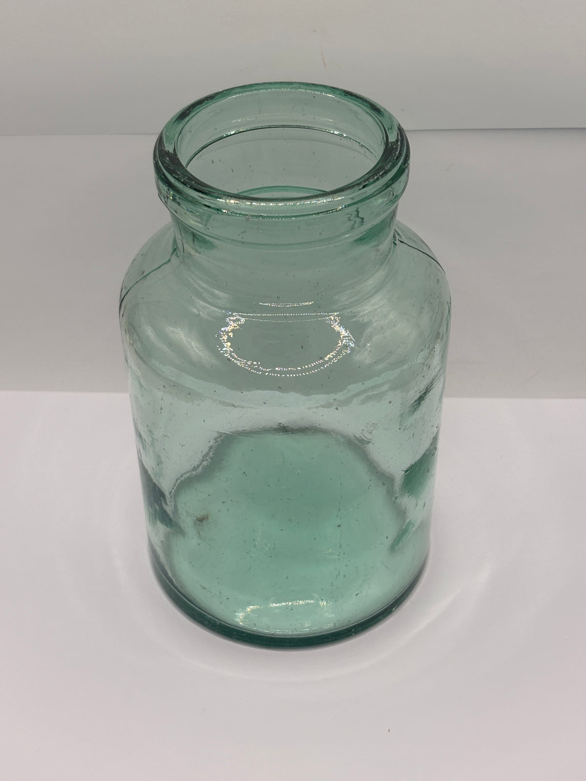 Old XL aqua glass pickle jar