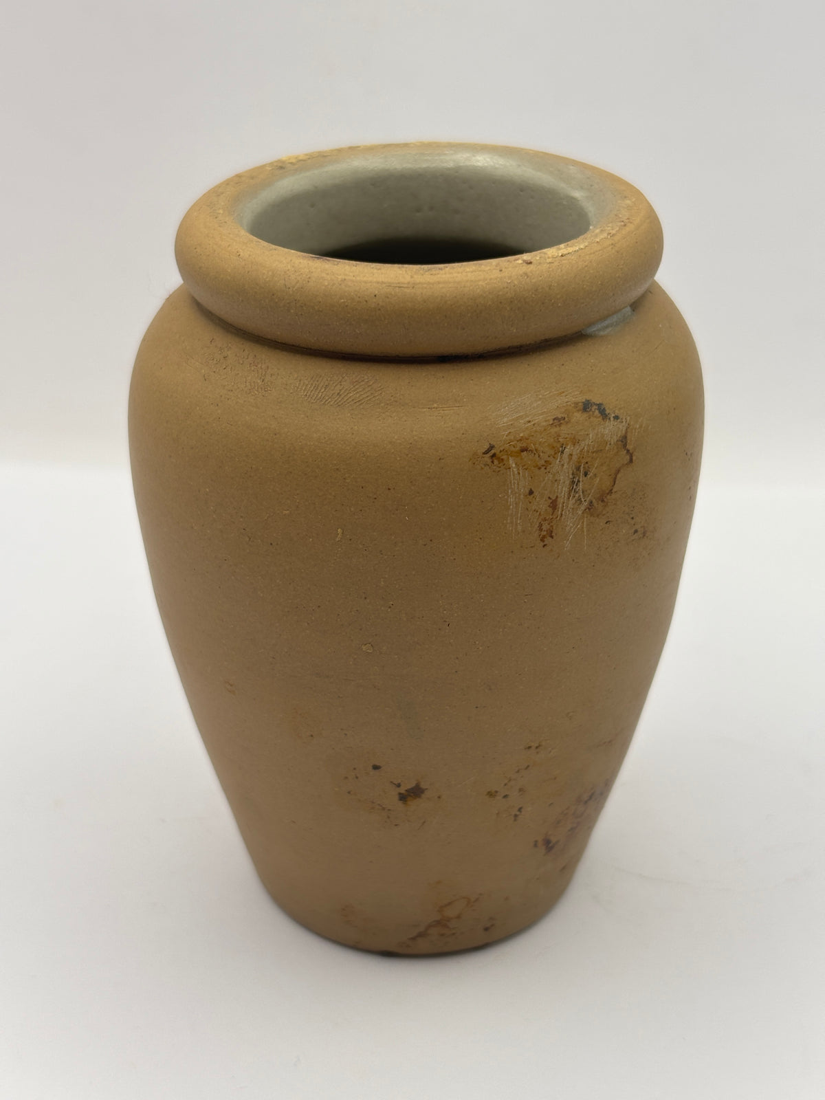 Old stained stoneware Medova cream pot
