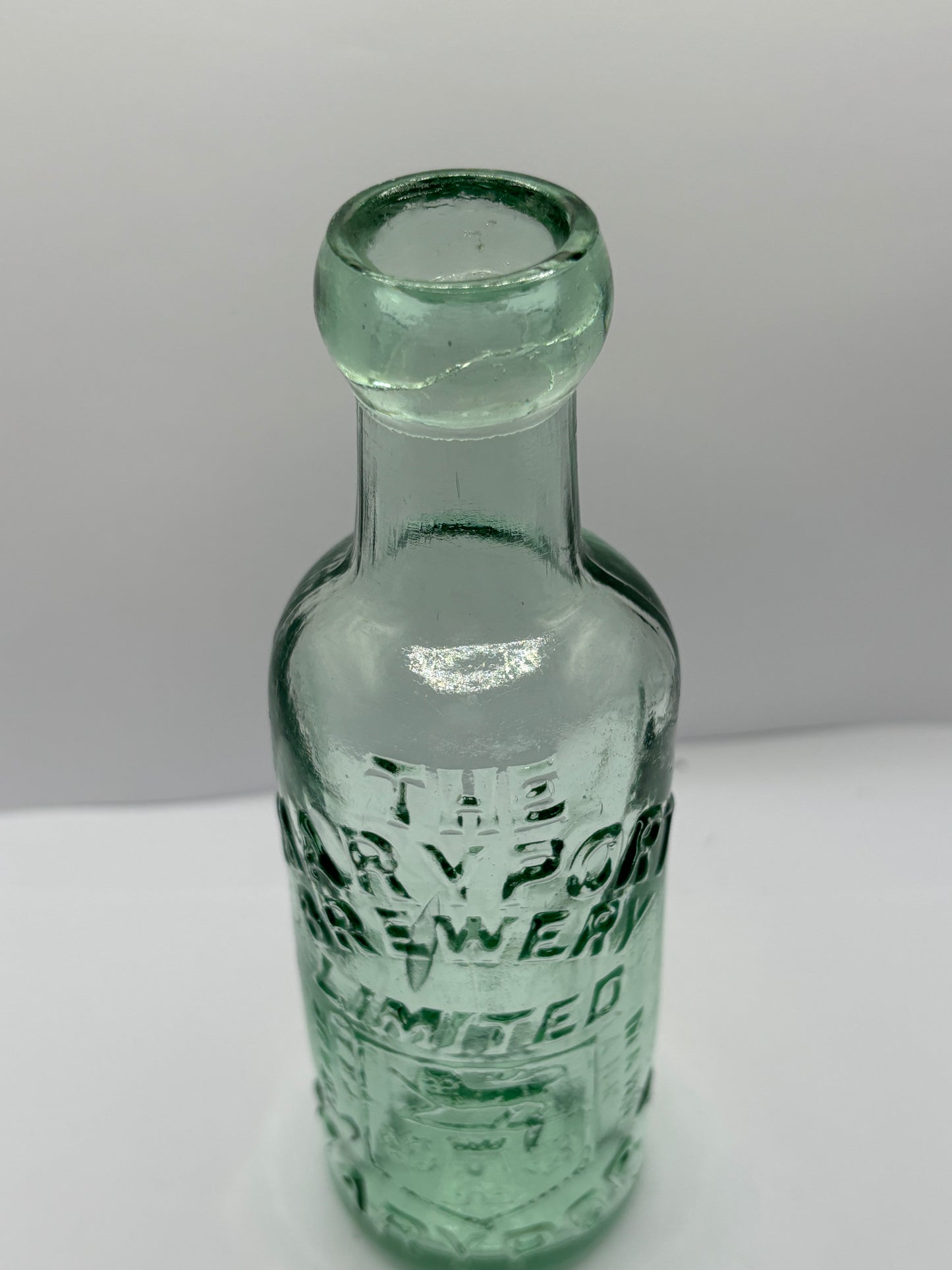 The Maryport brewery, aqua glass mineral water bottle