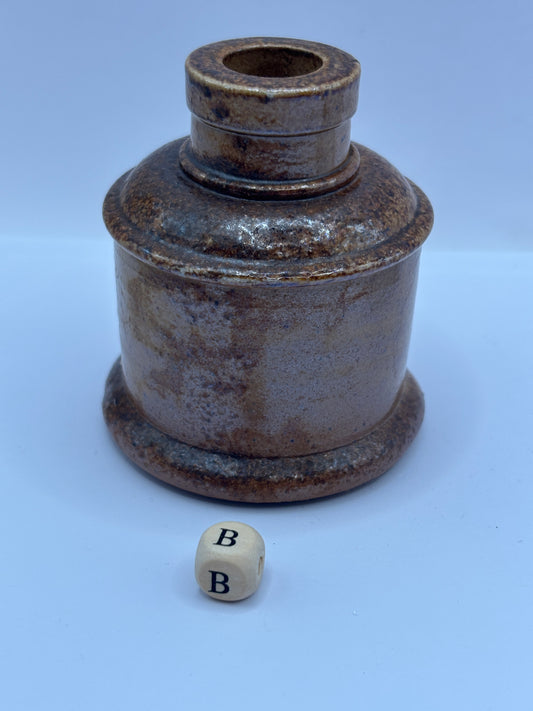 Old stoneware ink bottle, inkwell (B)