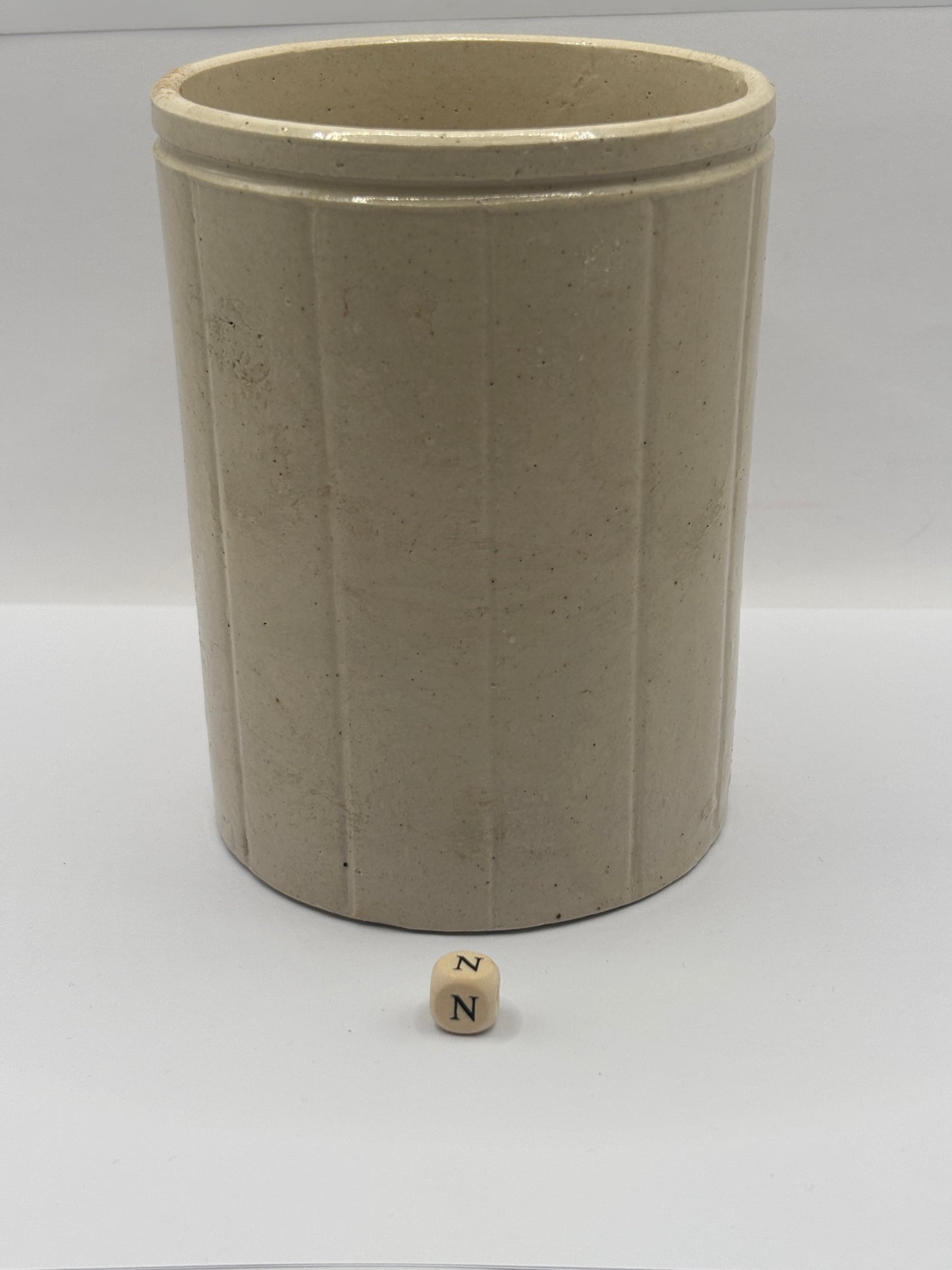 Old 2lb ribbed stoneware jam pot (N) Hartleys