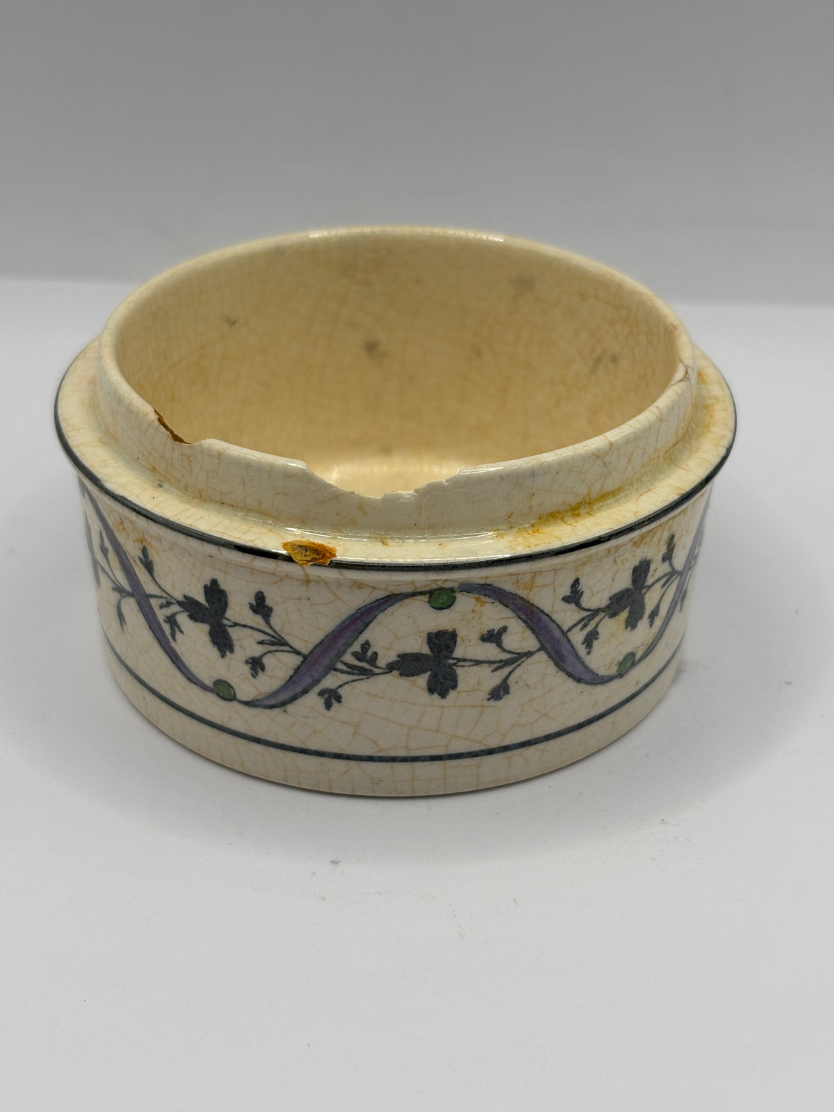 Old unusual decorative stoneware pot lid base