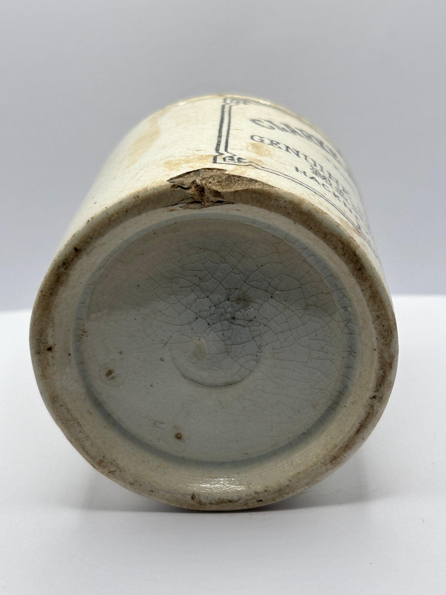 Rare old Clarke Nichols & Co marmalade jar. Repaired