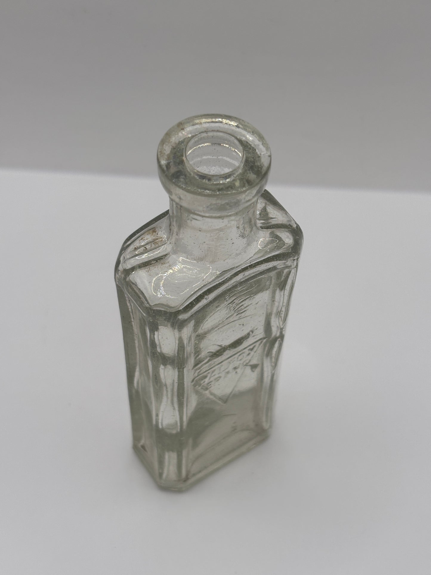 Old clear glass advertising chemist bottle, walfox brand