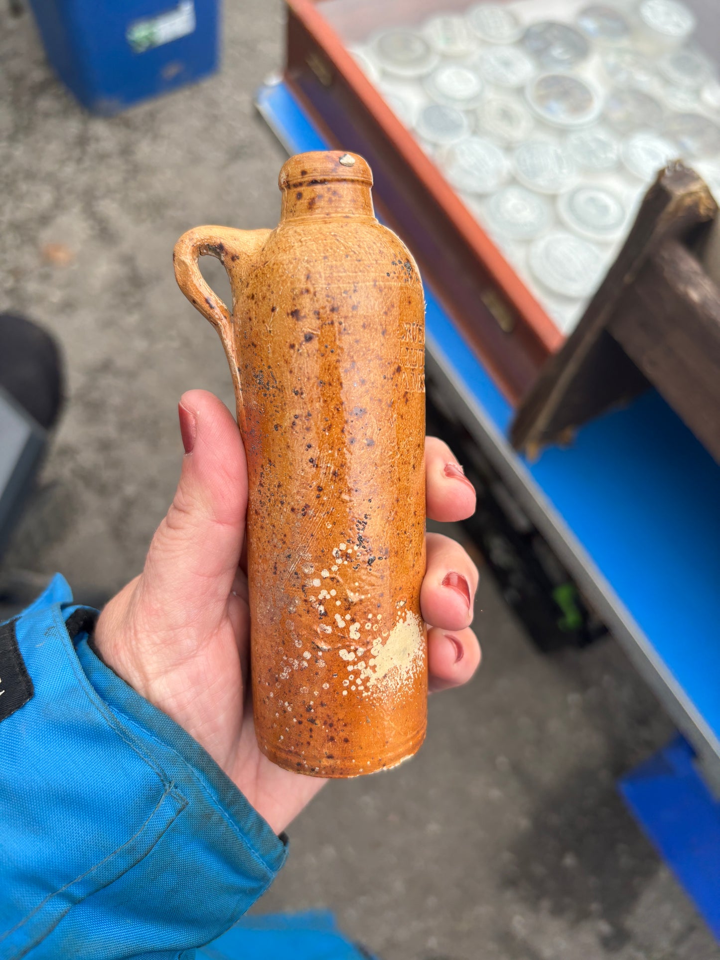 Old mini stoneware apollinaris bottle 10.5cms