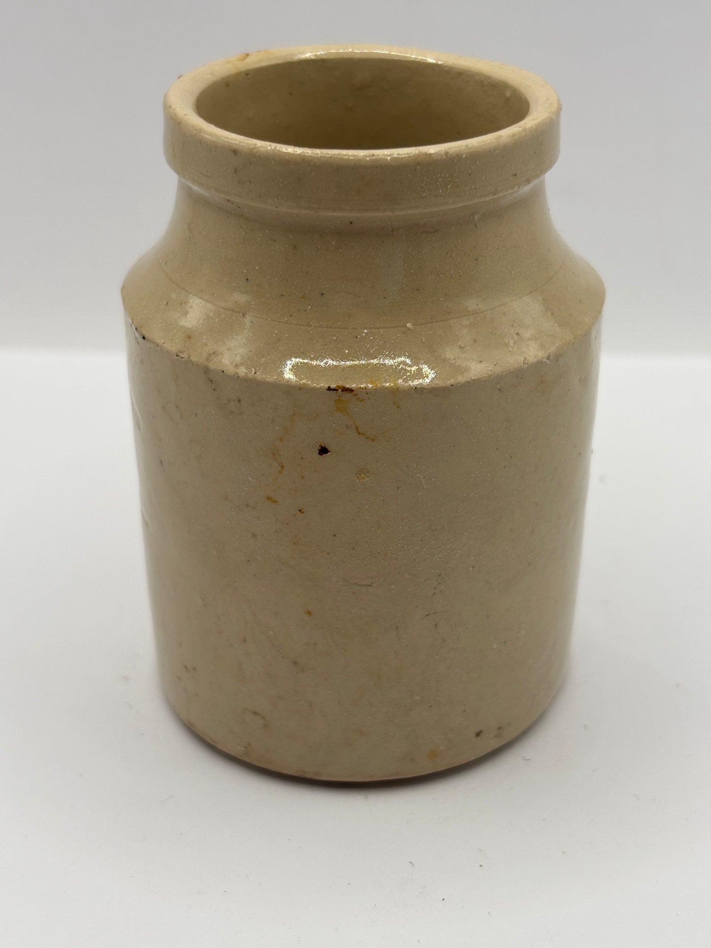 Old stoneware jar, mustard