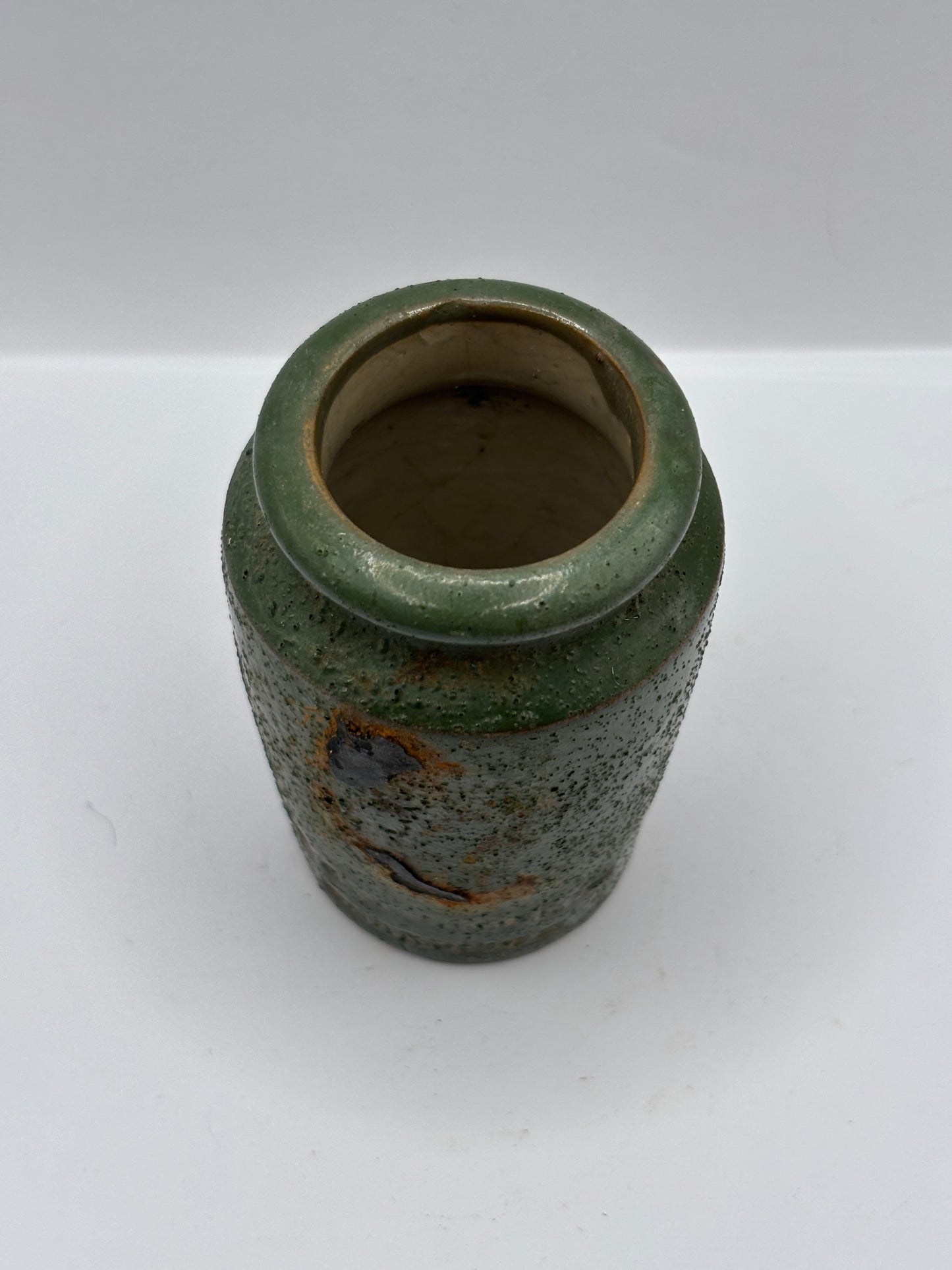 Old crusty green Harrogate cream pot