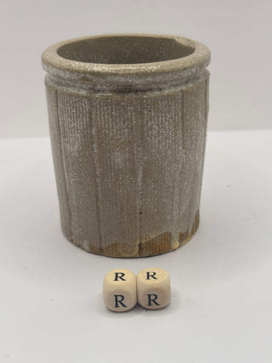 Old mini ribbed stoneware jam pot (RR)