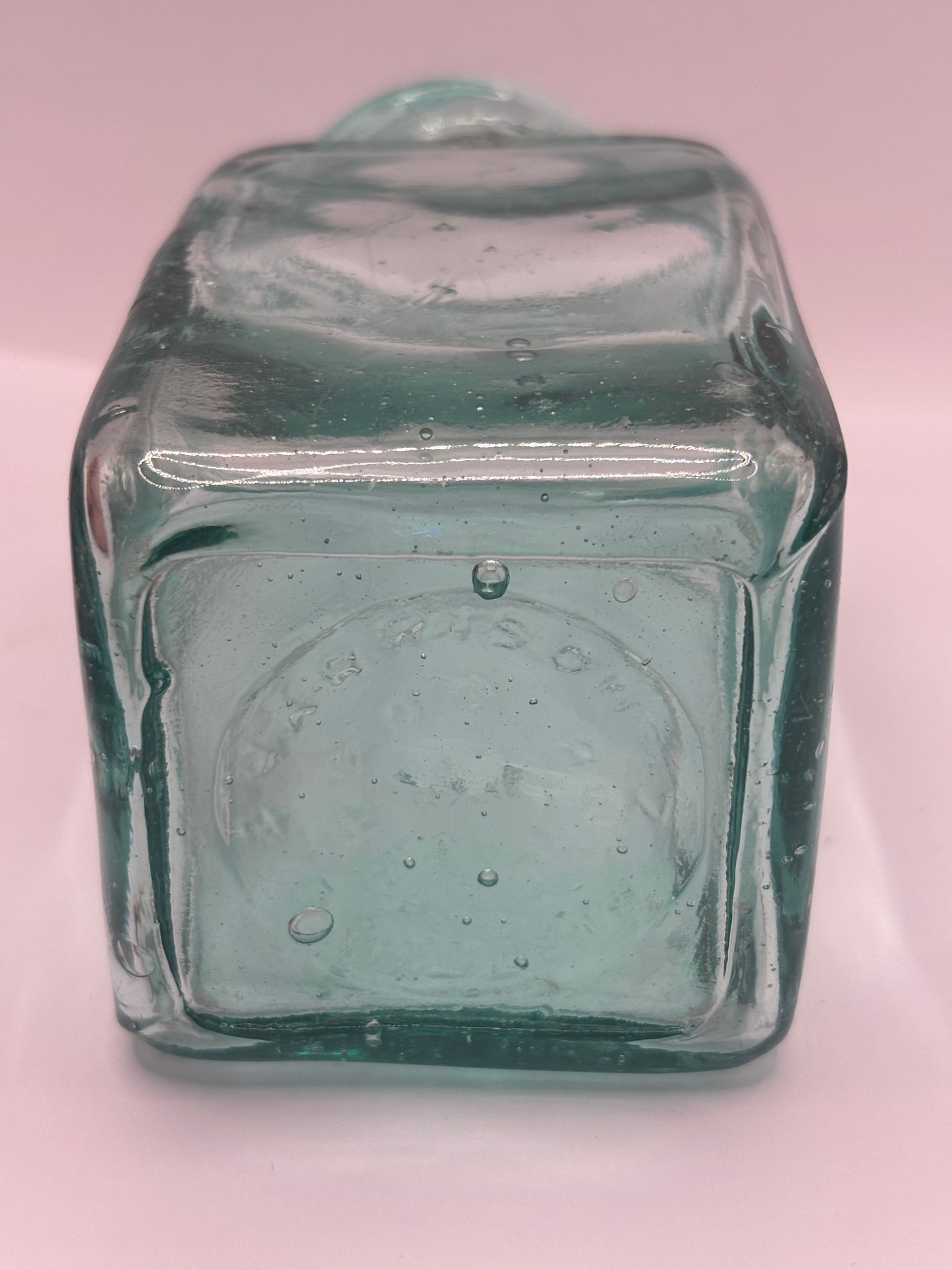Old aqua glass pickle jar