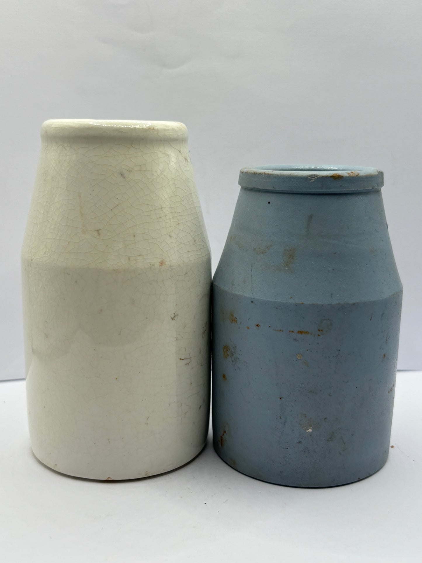 2 old stoneware pots, creamers.