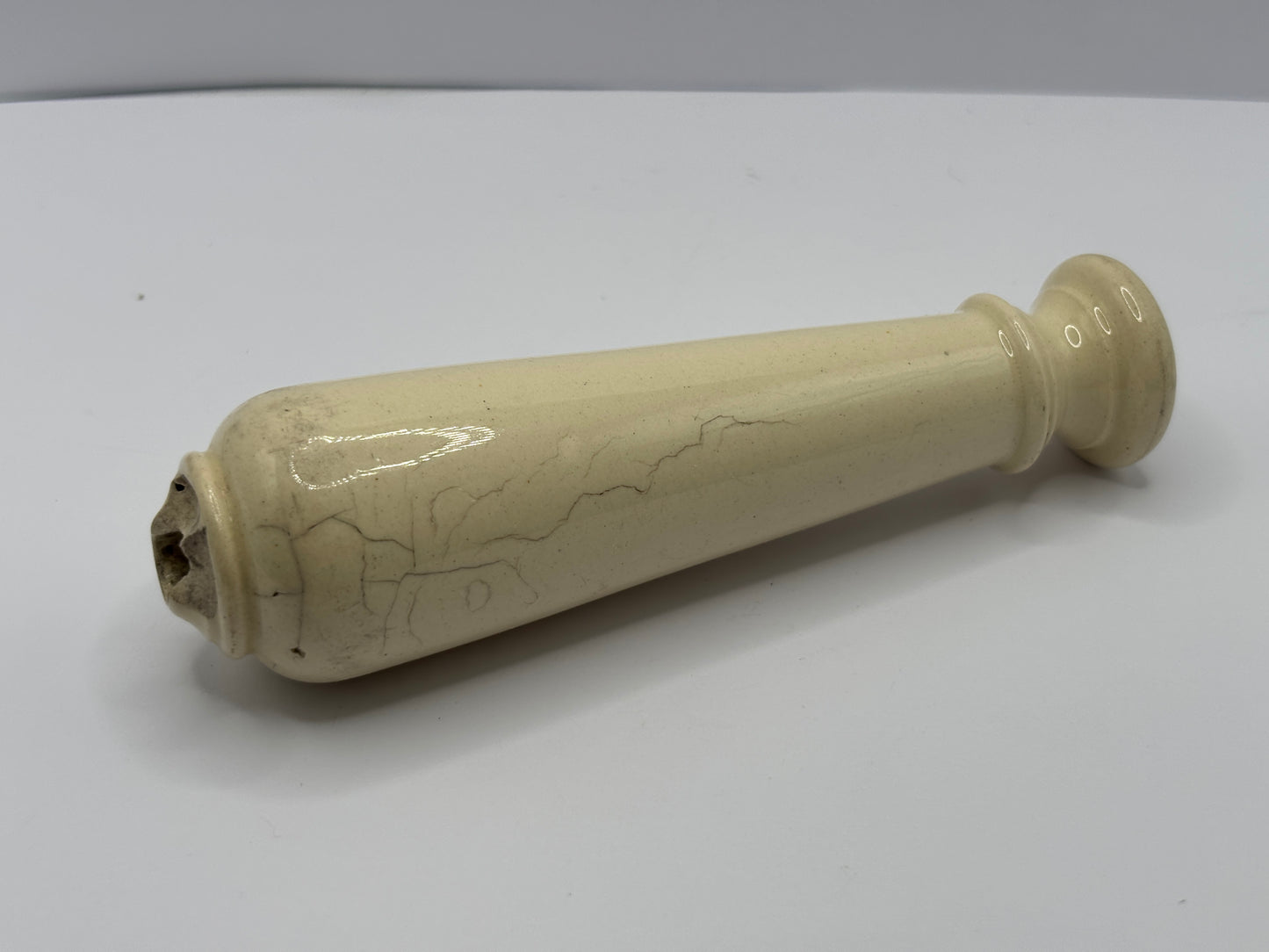 Old stoneware toilet pull damaged