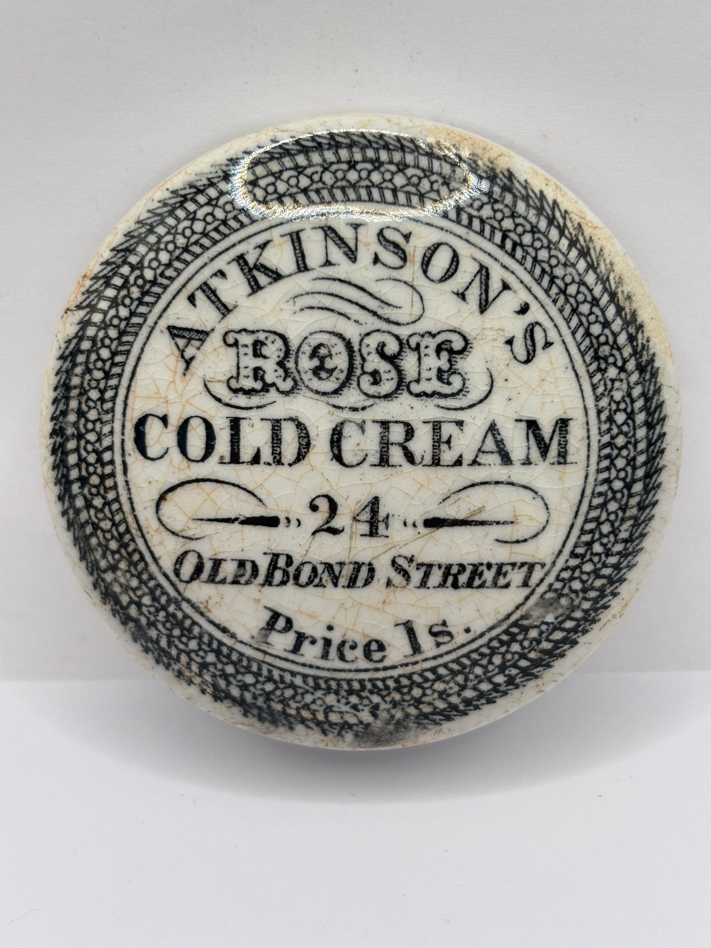 Old advertising lid, Atkinsons rose cold cream