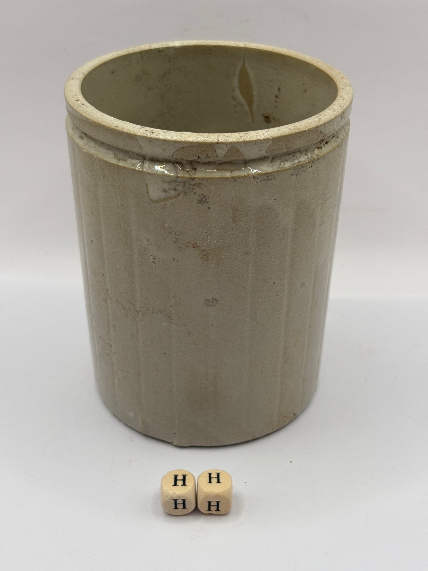 Old 1lb ribbed stoneware jam pot (HH) Hartleys