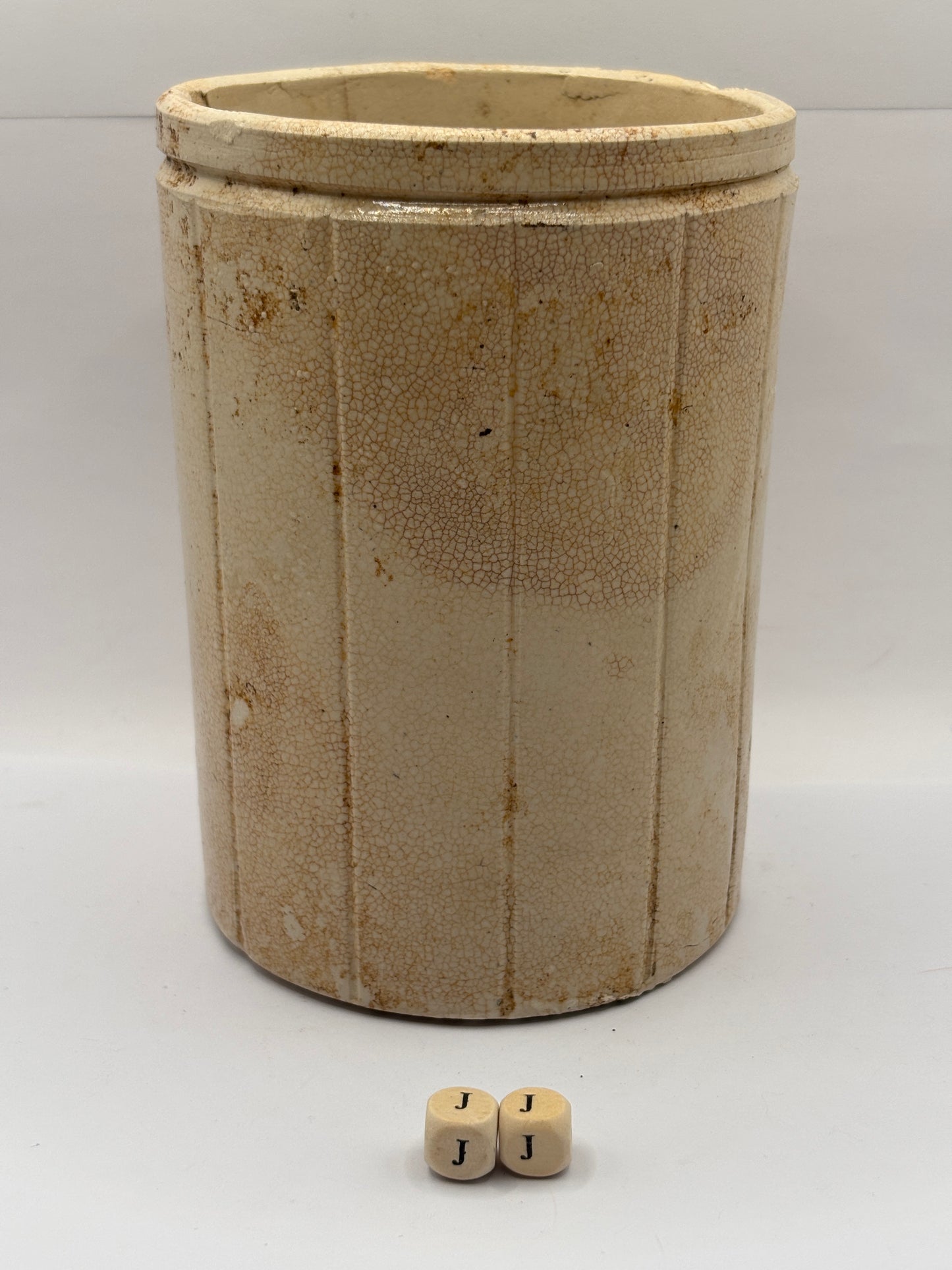 Old 2lb ribbed stoneware jam pot (JJ) Hartley’s