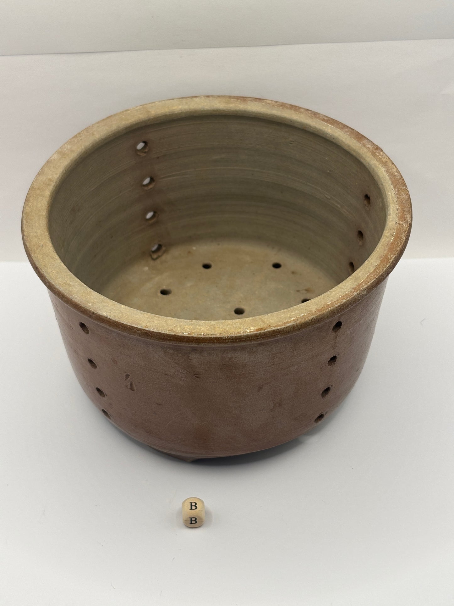 Old french stoneware cheese strainer, cheese mold (B)