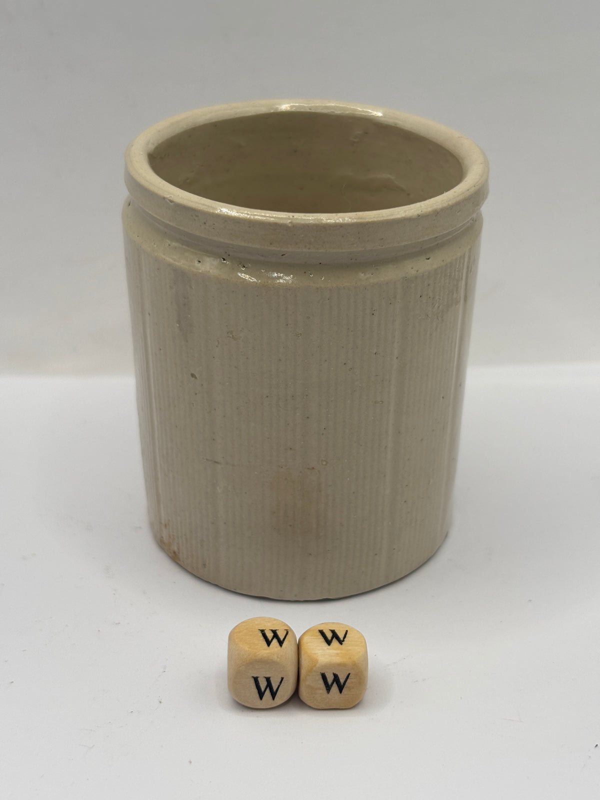 Old mini ribbed stoneware jam pot (ww)
