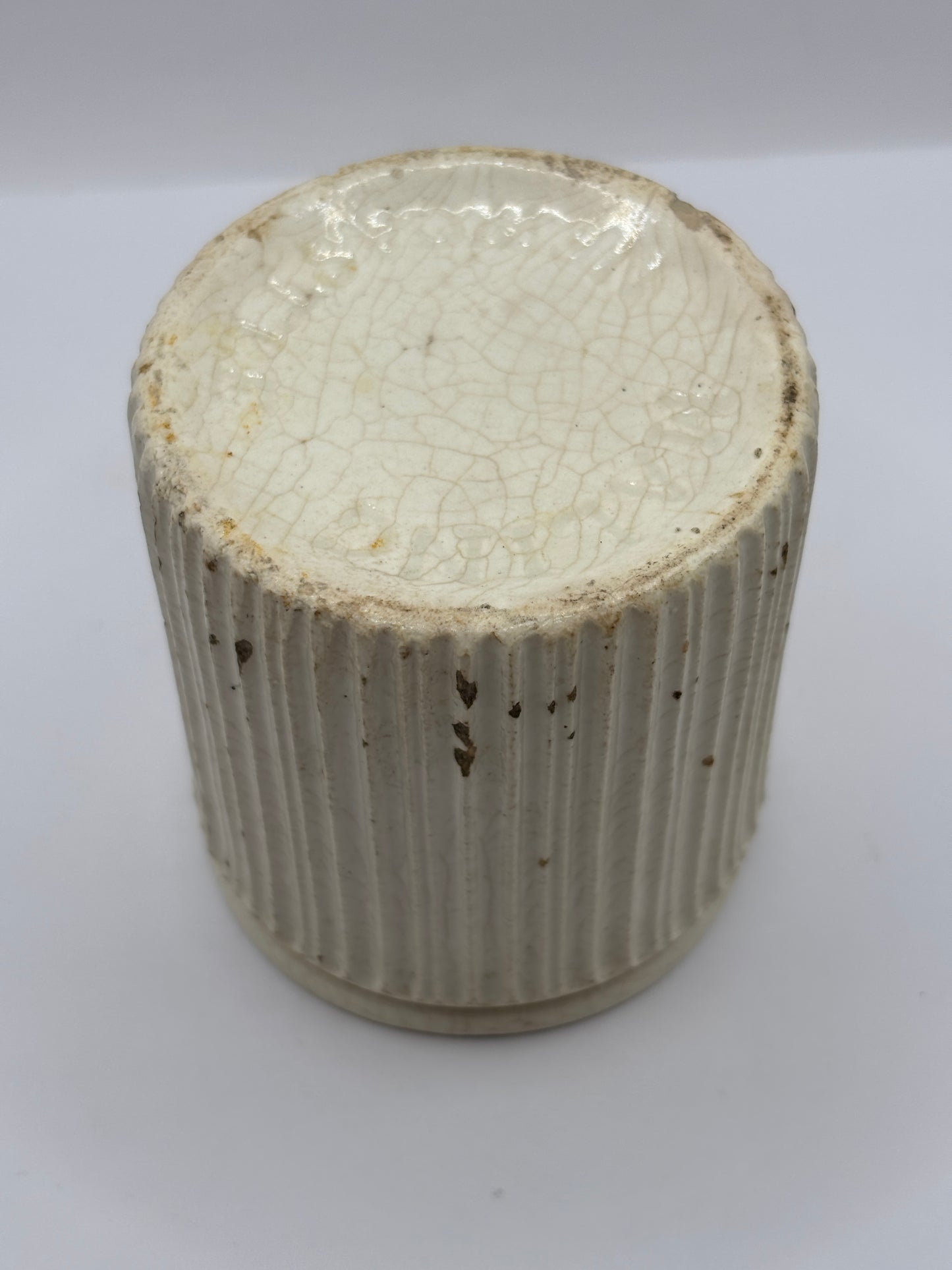 Early ribbed stoneware jam & marmalade pot