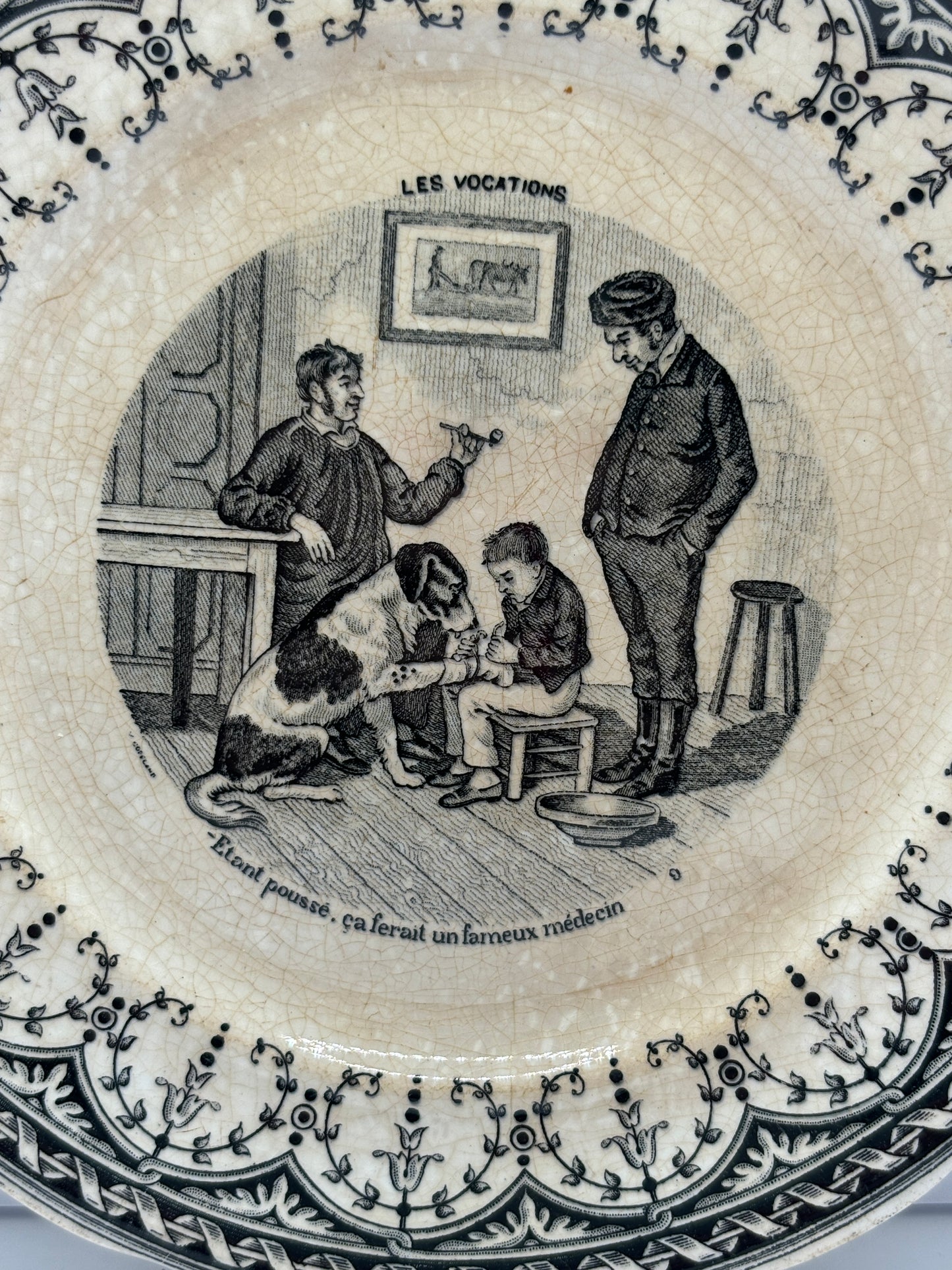 Antique french porcelain plate, mid 19th century