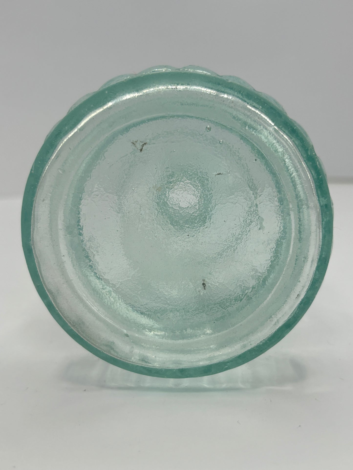 Small aqua Sunbright glass oil lamp