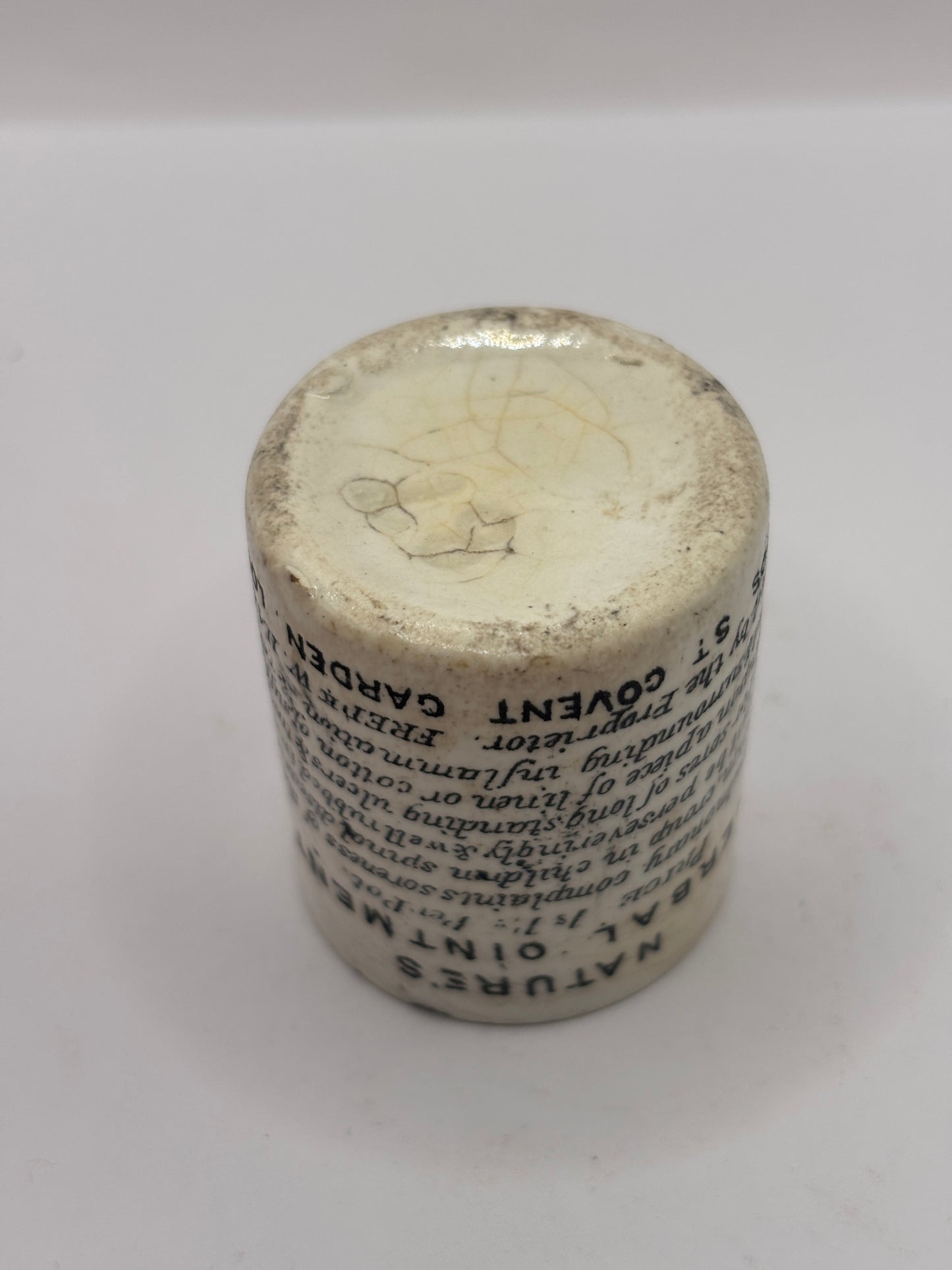 Old advertising ointment pot, Natures herbal ointment 4cms