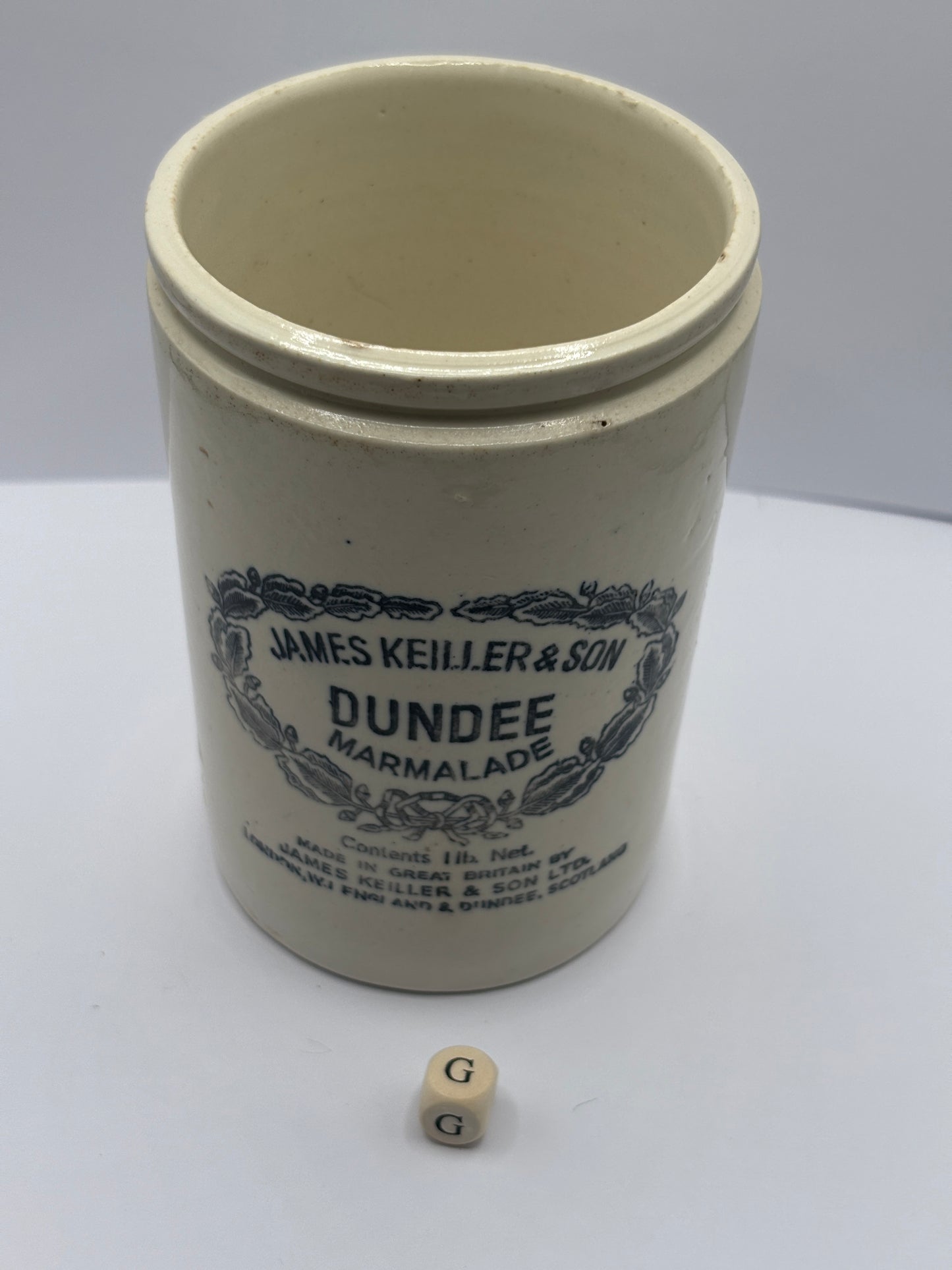 old 1lb James Keiller Dundee marmalade jar (G)