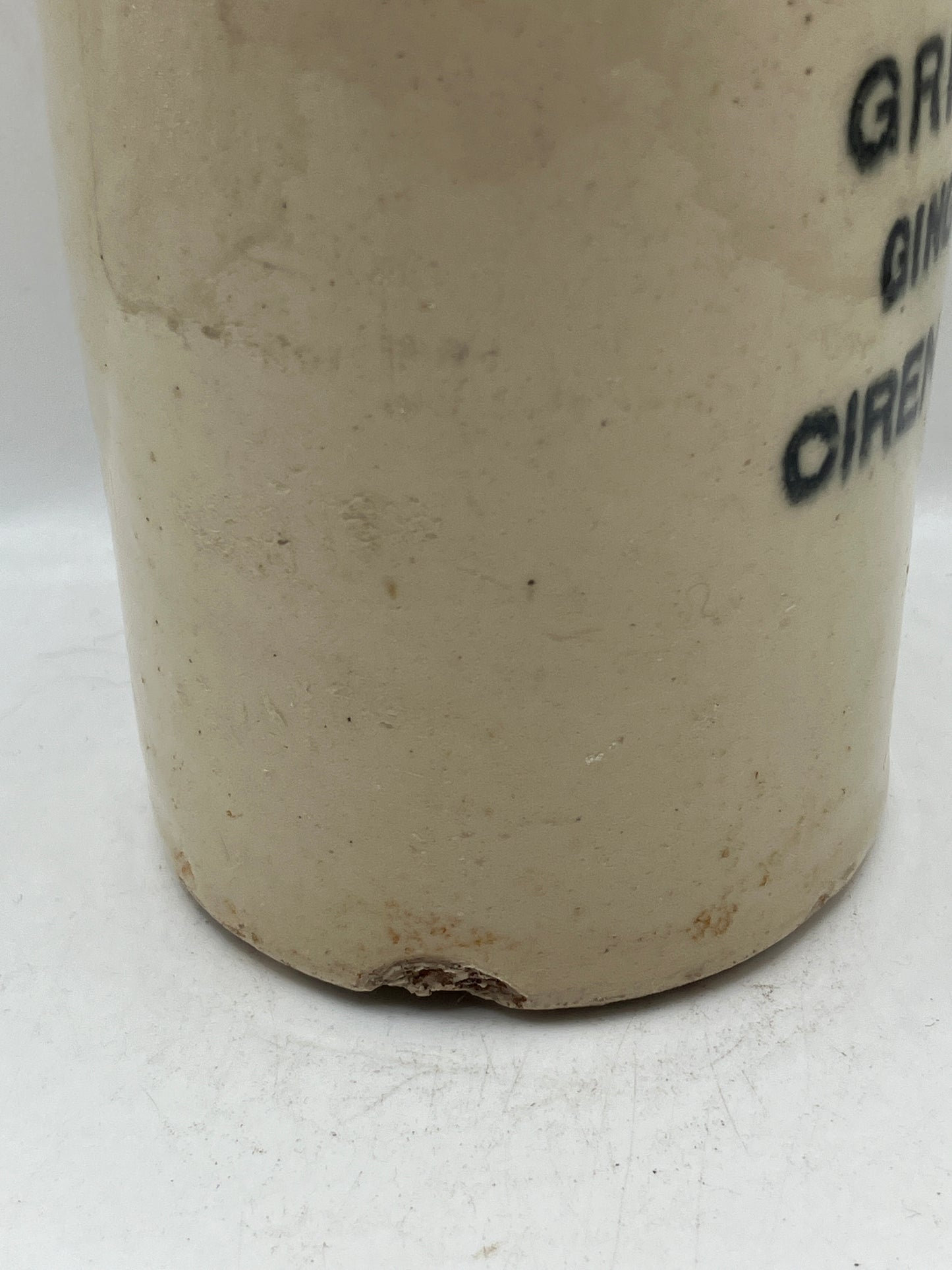 White stoneware ginger beer bottle, Cirencester