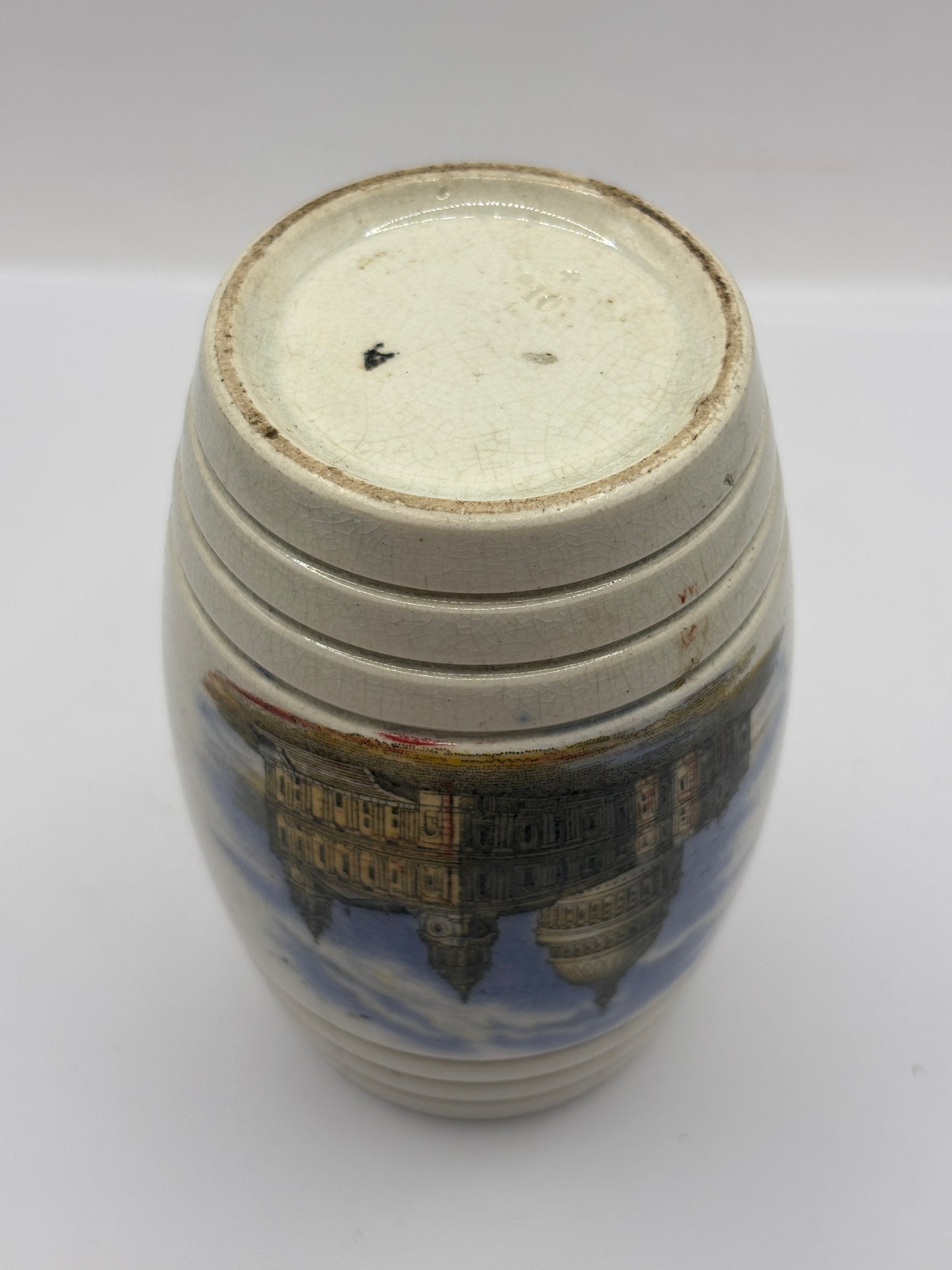 Old pictorial Prattware stoneware jar