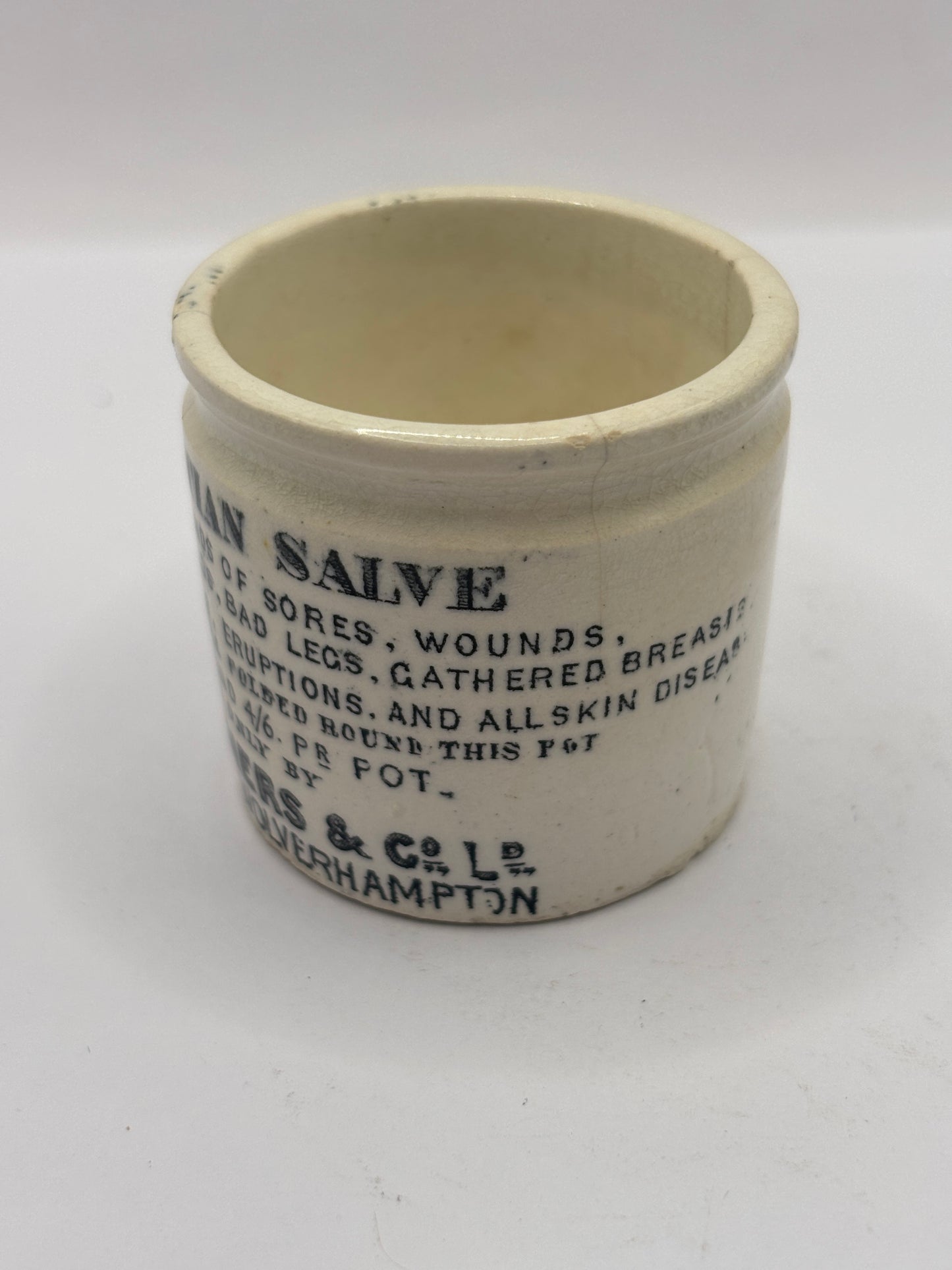 Old advertising ointment pot, Egyptian salve. Reade Brothers