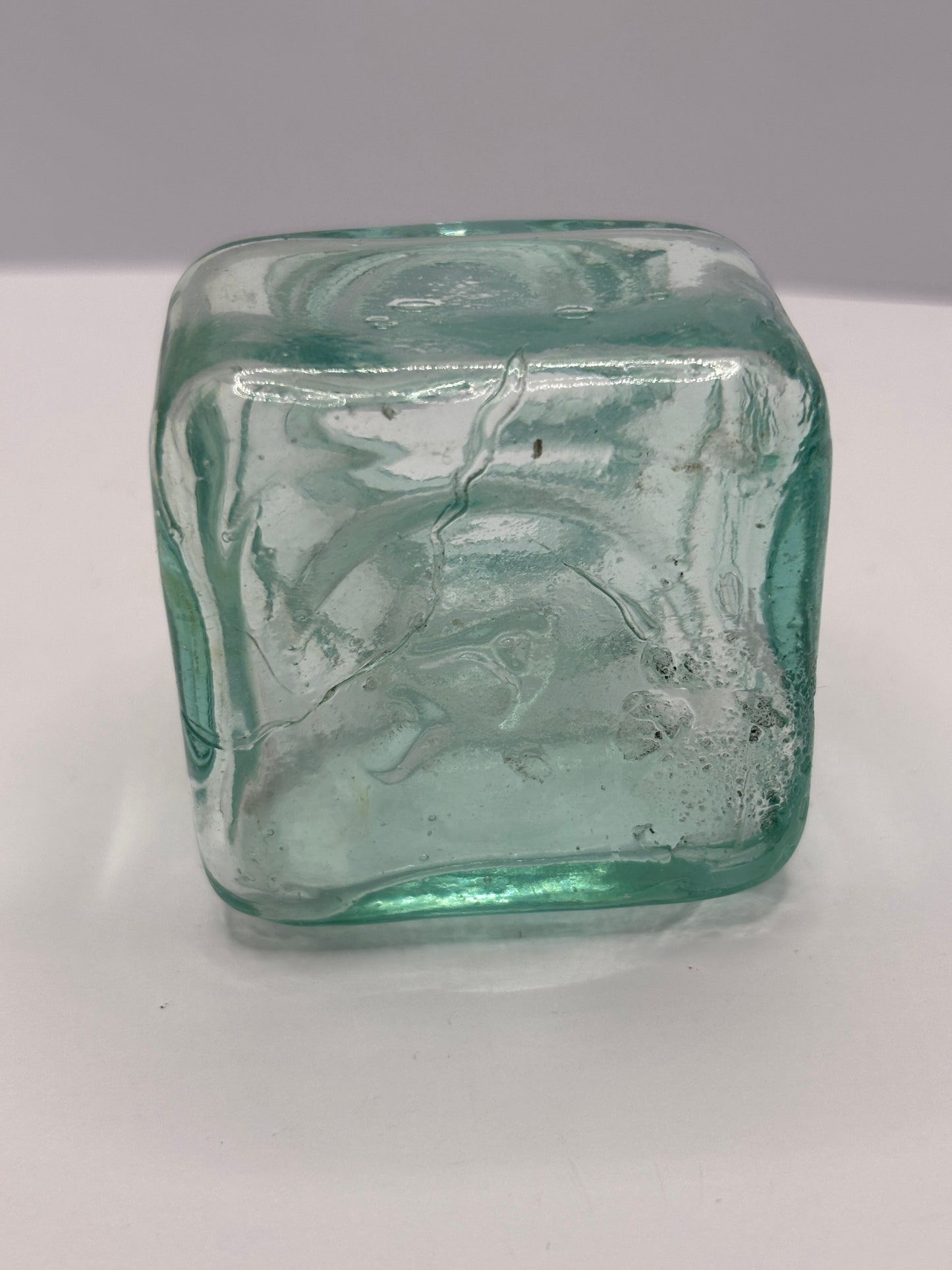 Old aqua glass ink bottle, inkwell. fields ink & gum