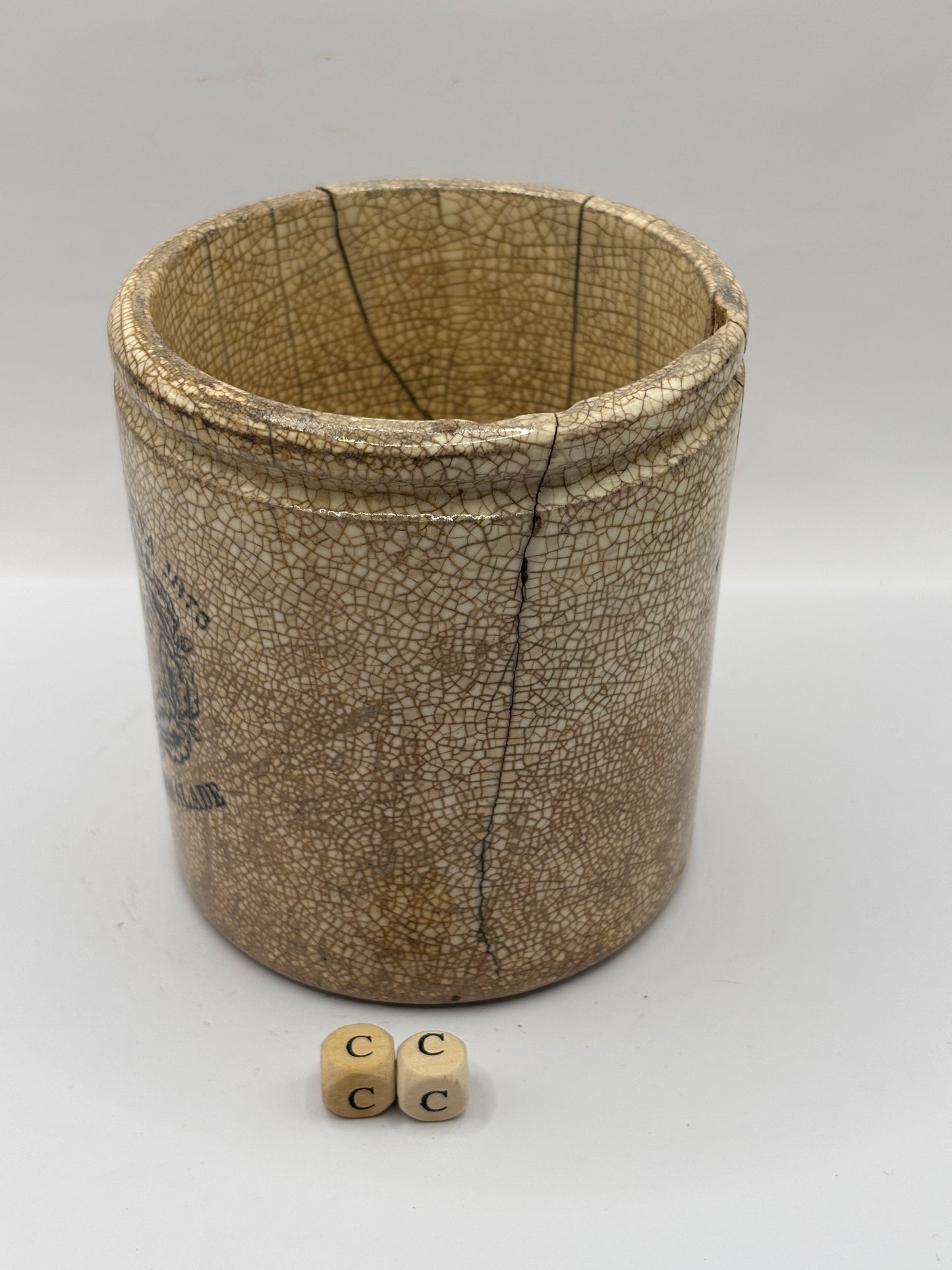 Old 1lb James Keiller Dundee marmalade Jar (cc) damaged