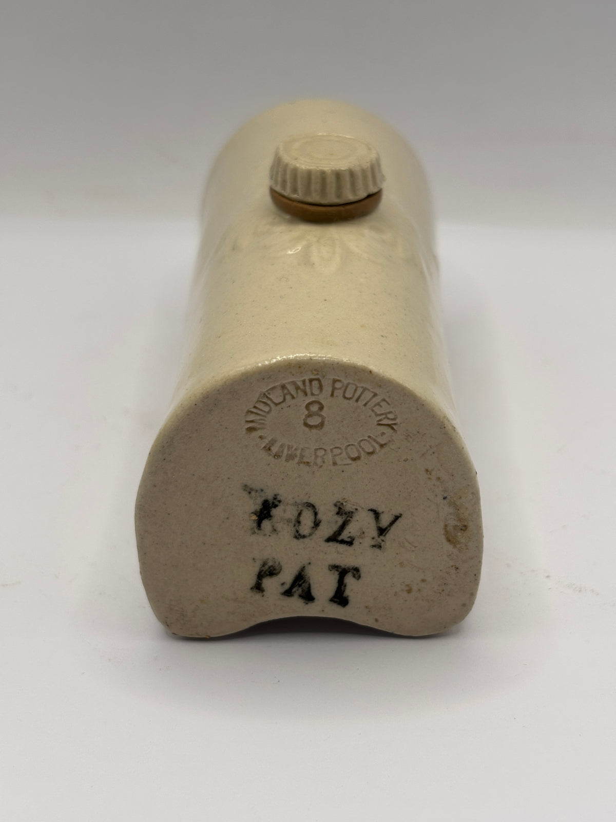 Old miniature stoneware bed warmer