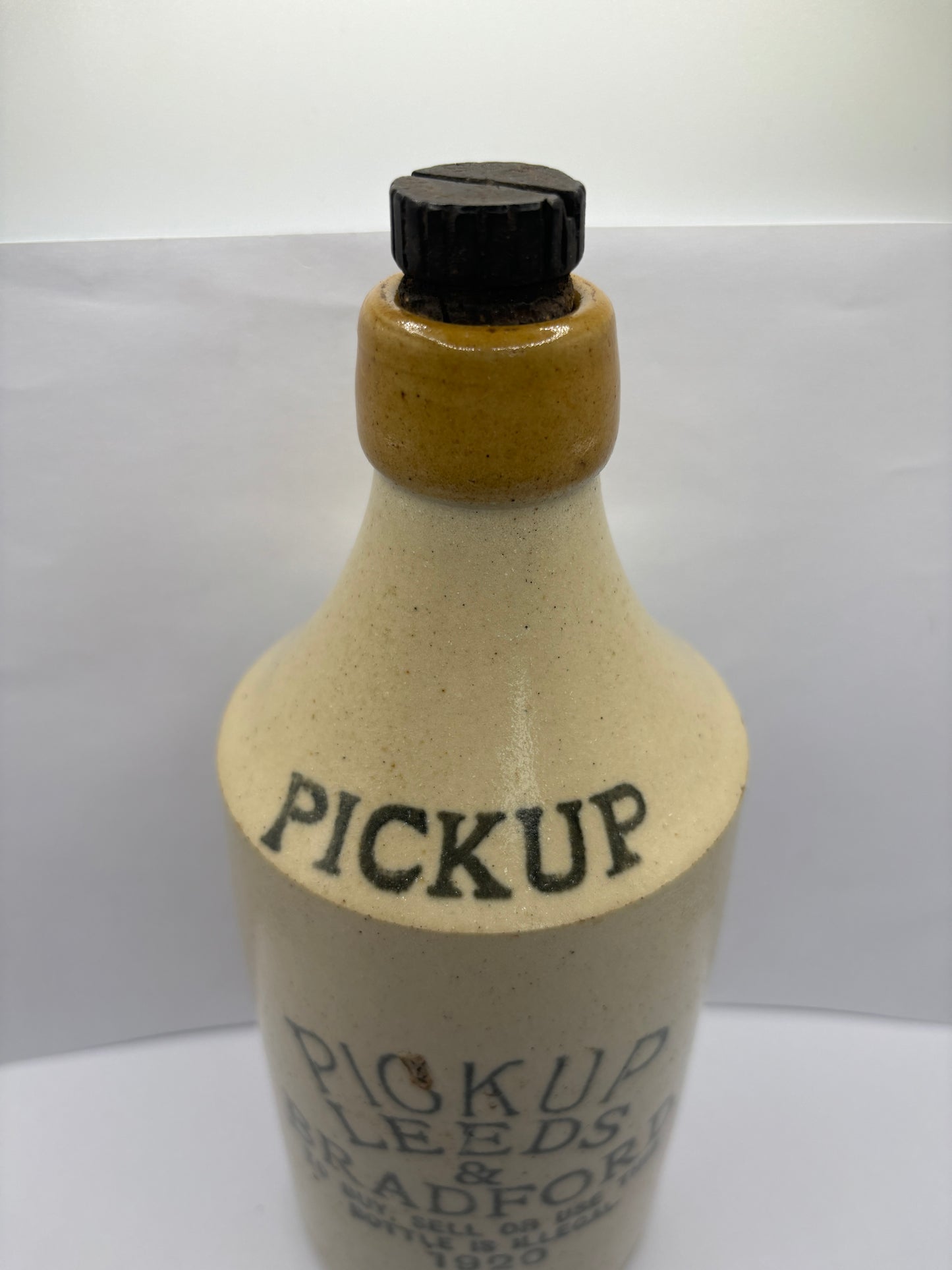 Large Leeds Pick Up ginger beer bottle with original stopper