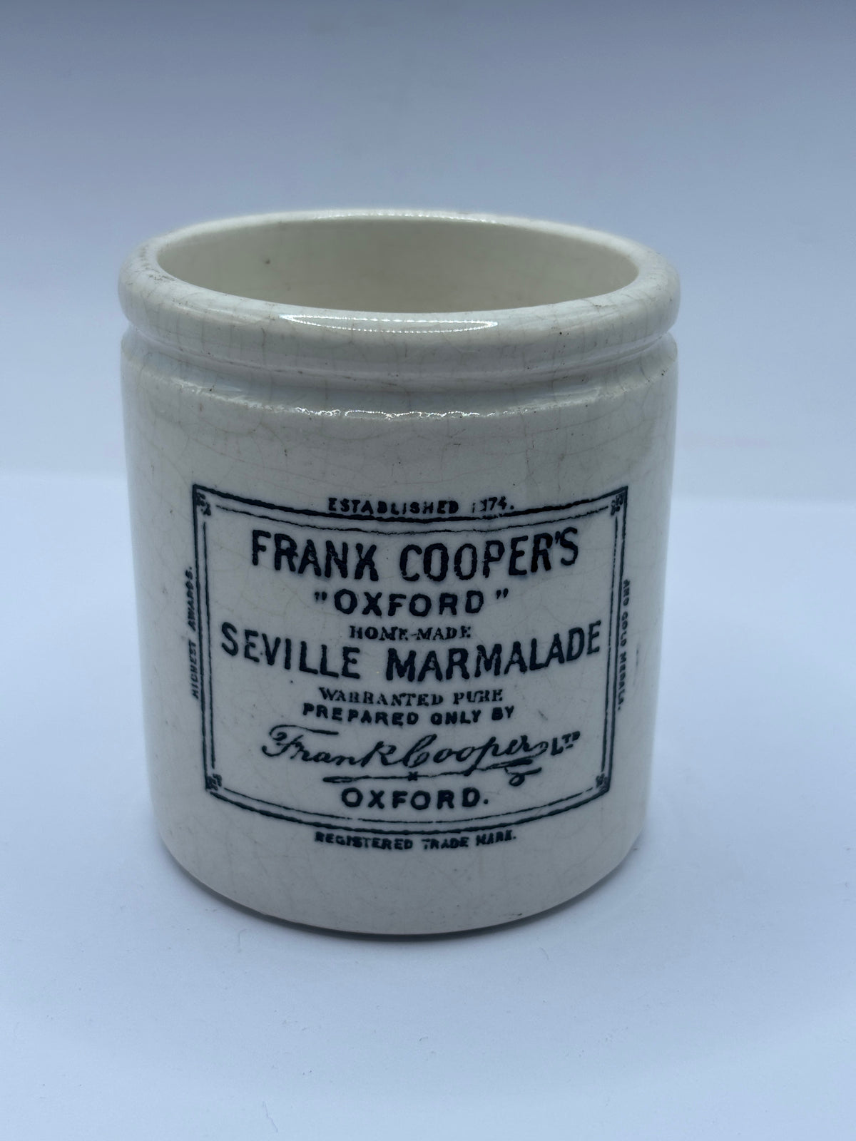 Old SAMPLE SIZE Frank Coopers marmalade jar 6.8cms