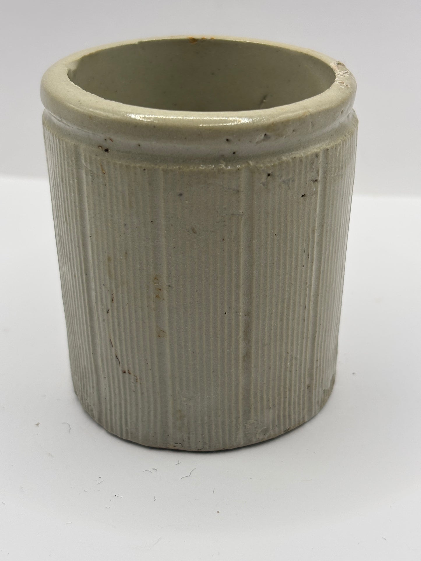 Old small ribbed stoneware jam pot