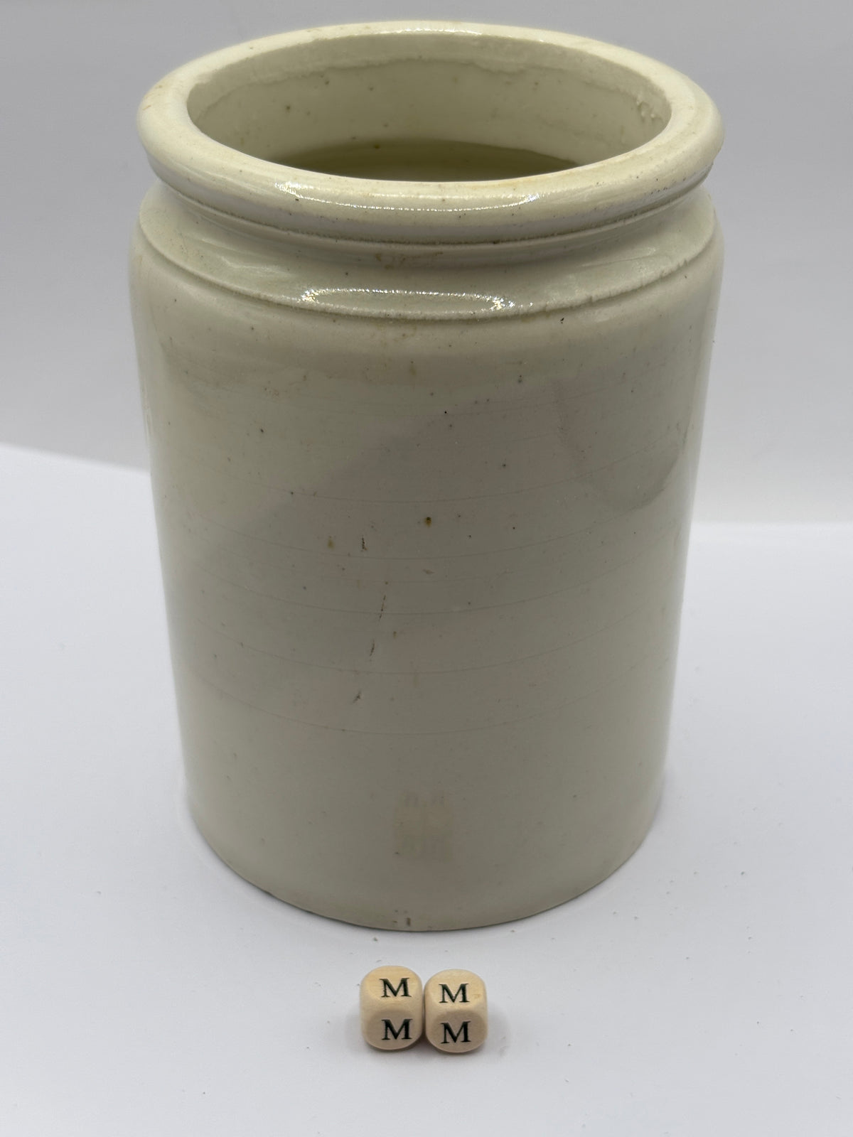 Old 2lb rolled top stoneware jam pot (mm)