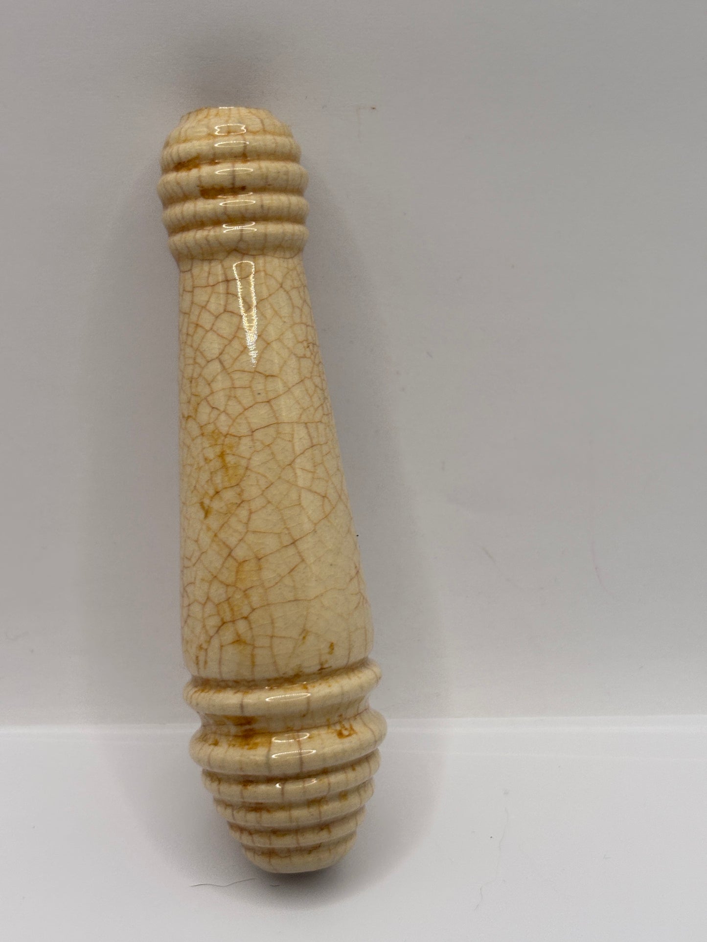 Old stained & crazed stoneware toilet pull/ light switch pull