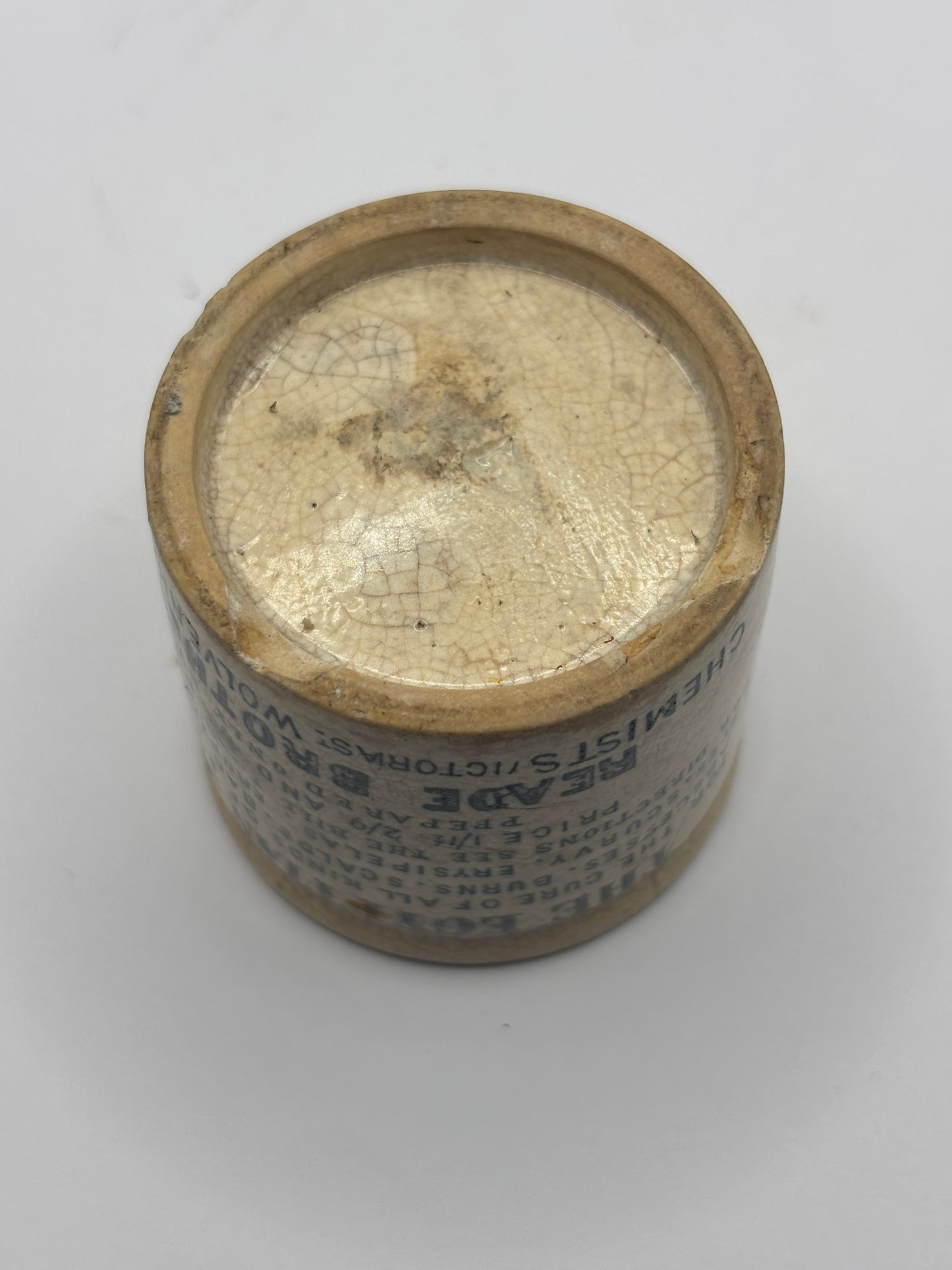 Old Egyptian salve advertising ointment pot