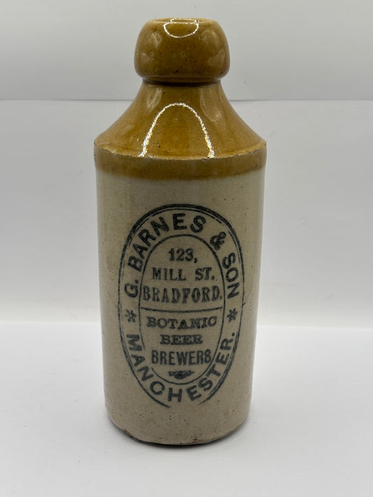 Old stoneware ginger beer bottle, Barnes & Son Manchester