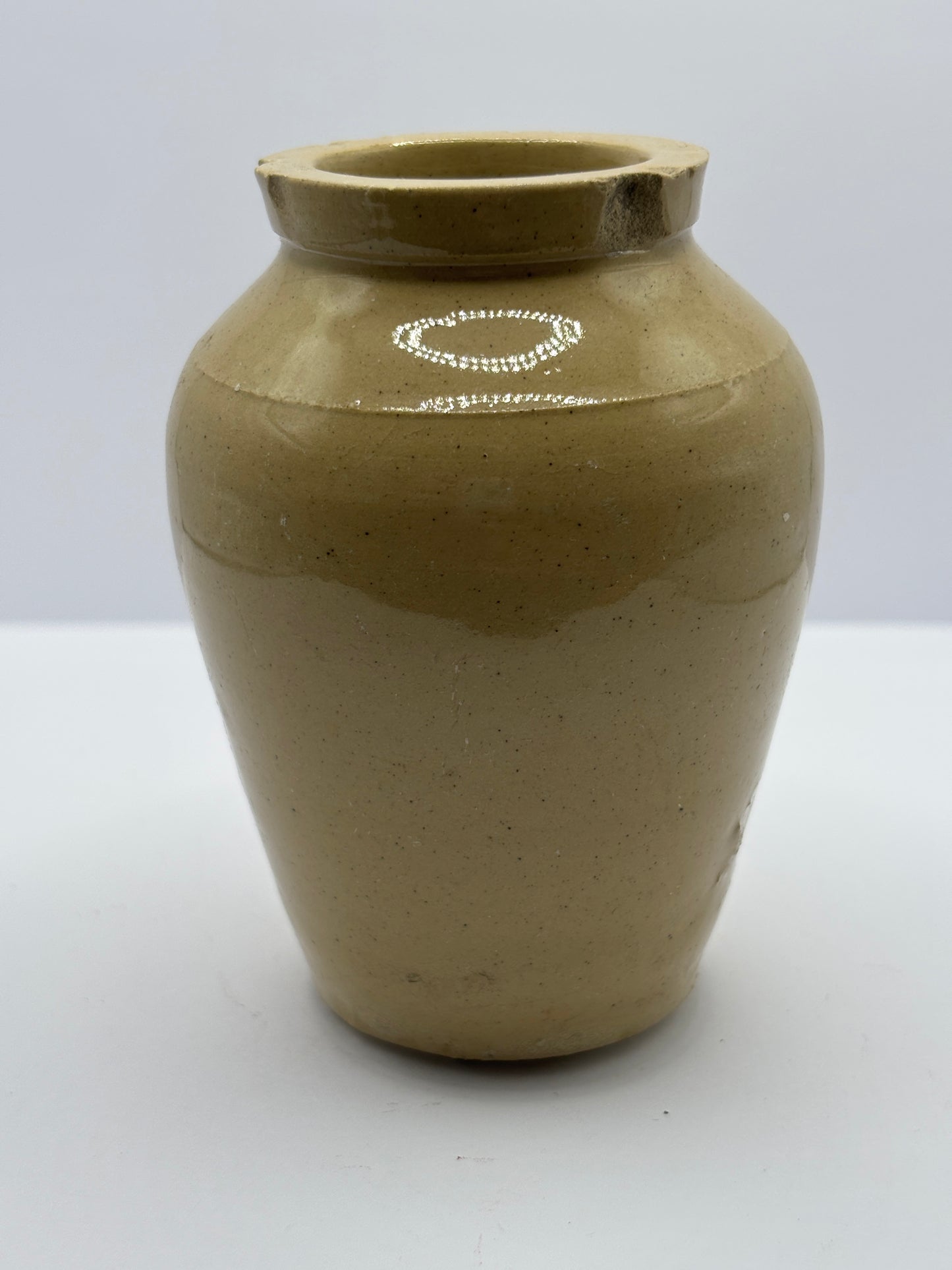 Old plain cream pot, chipped