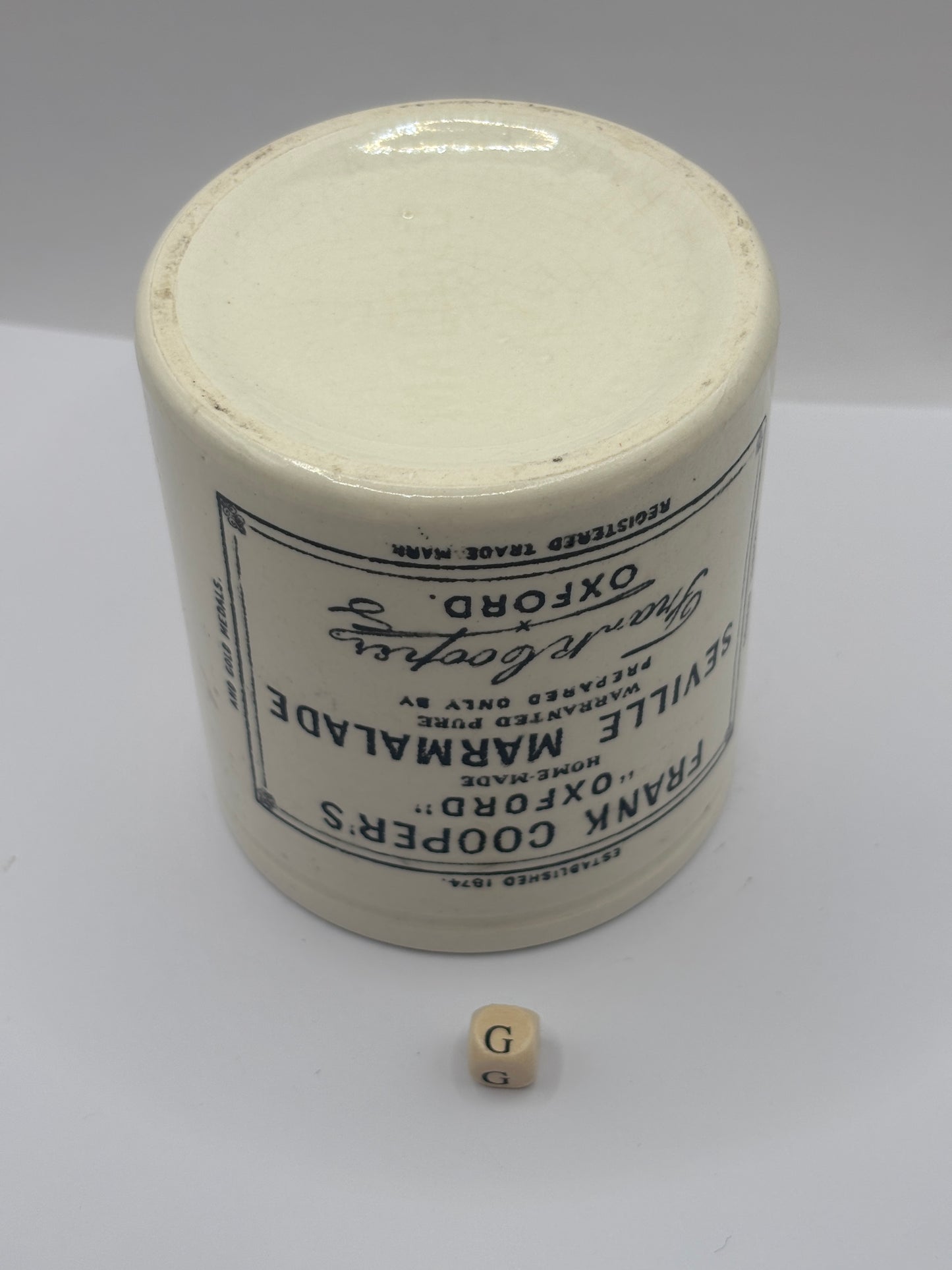 Old 1lb Frank Cooper marmalade Jar with lid (G)