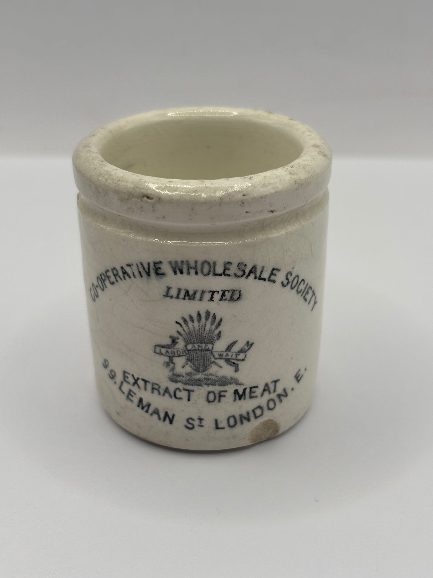 Old advertising pot, Cooperative wholesale society extract of meat