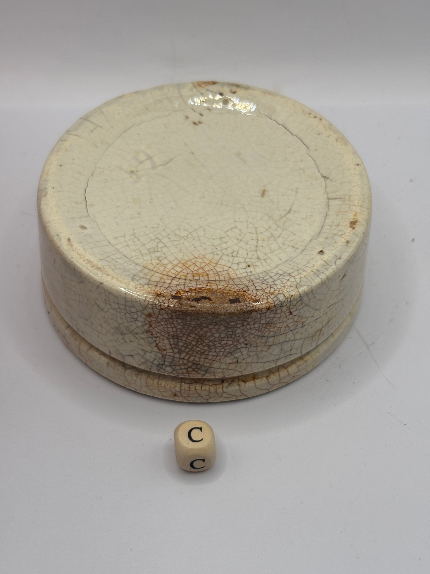 Old plain stoneware meat paste pot, potted meat (c)