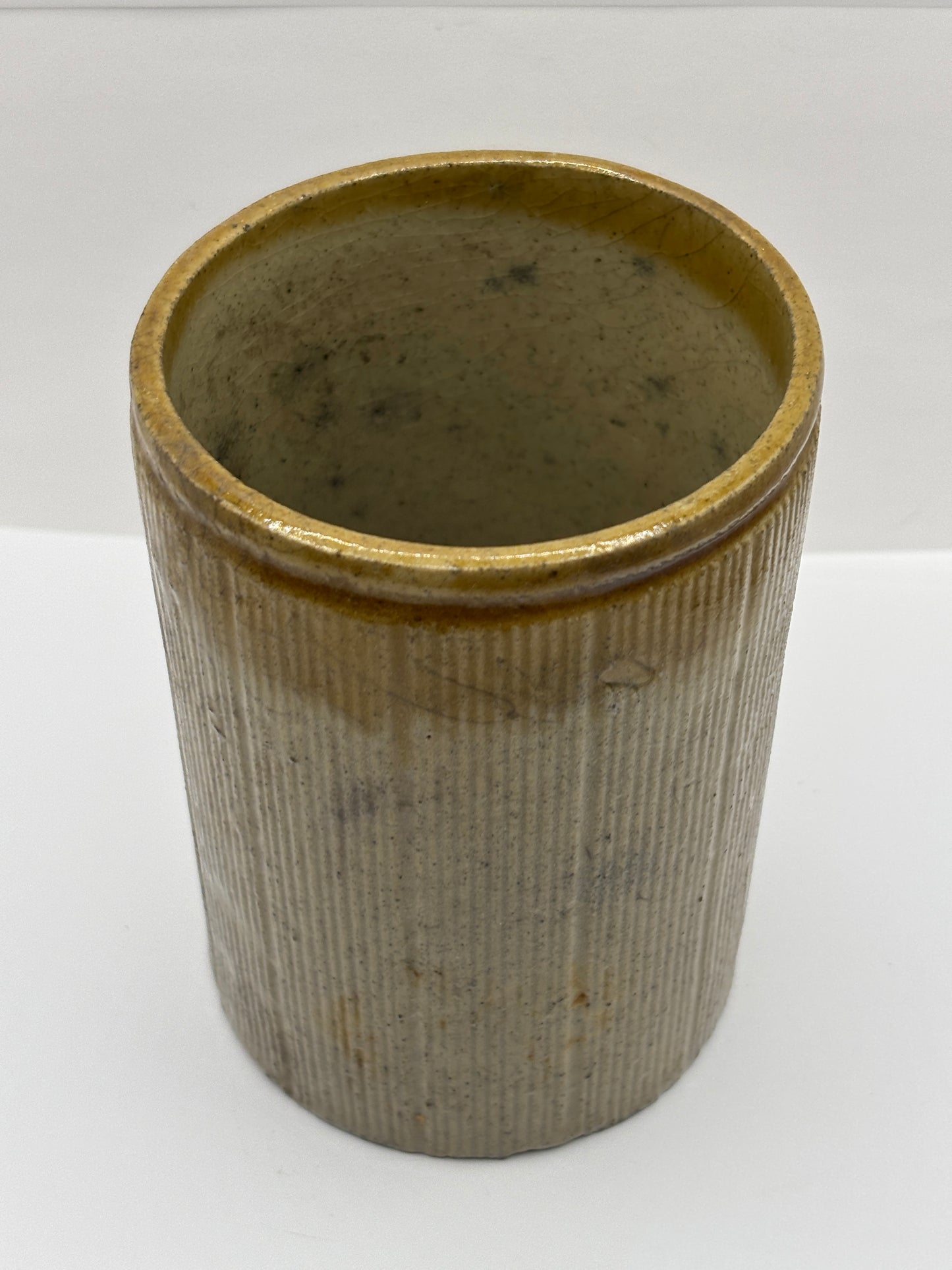Old brown top stoneware jam & marmalade pot