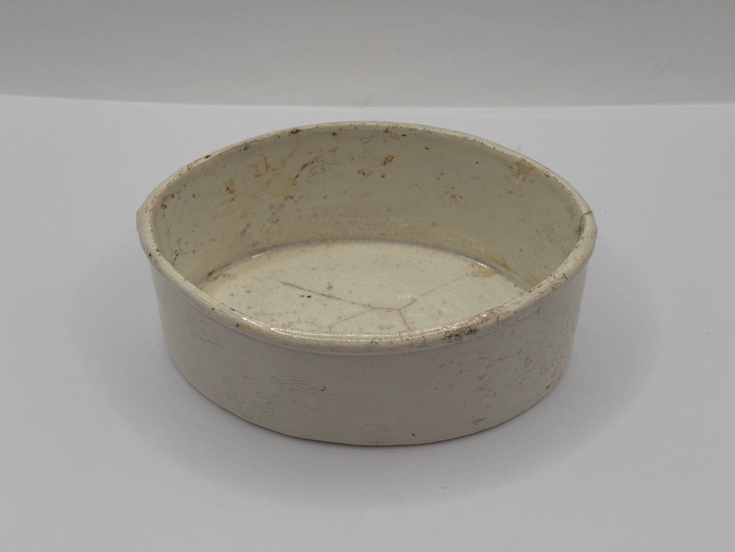 Old oval stoneware meat paste pot, potted meat