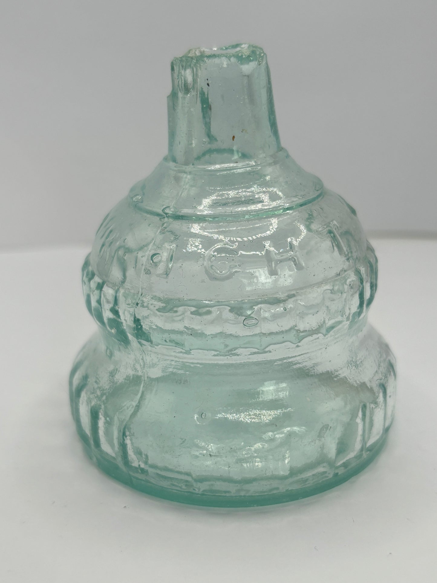 Small aqua Sunbright glass oil lamp