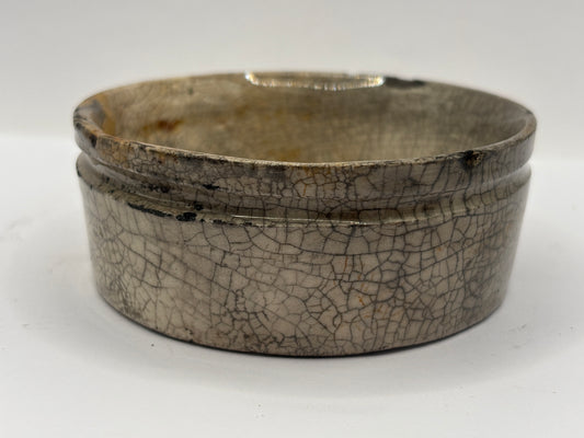 Old stoneware meat paste pot, chippy