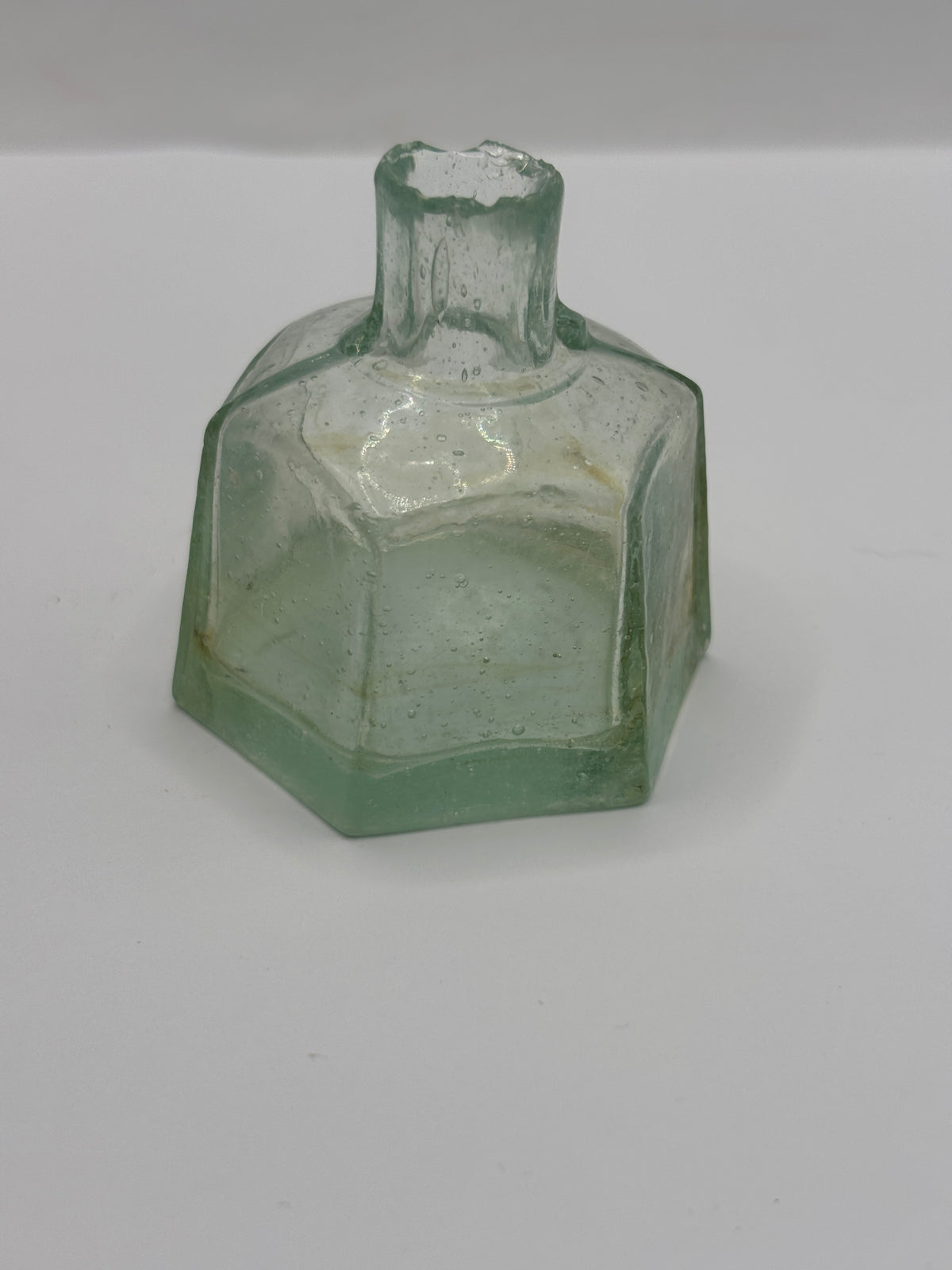 Old aqua glass umbrella ink, swirly glass