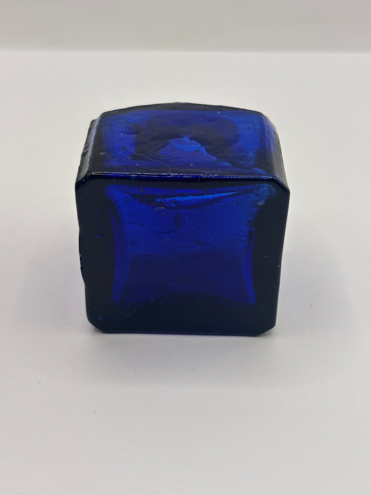 Old cobalt blue glass inkwell, ink bottle