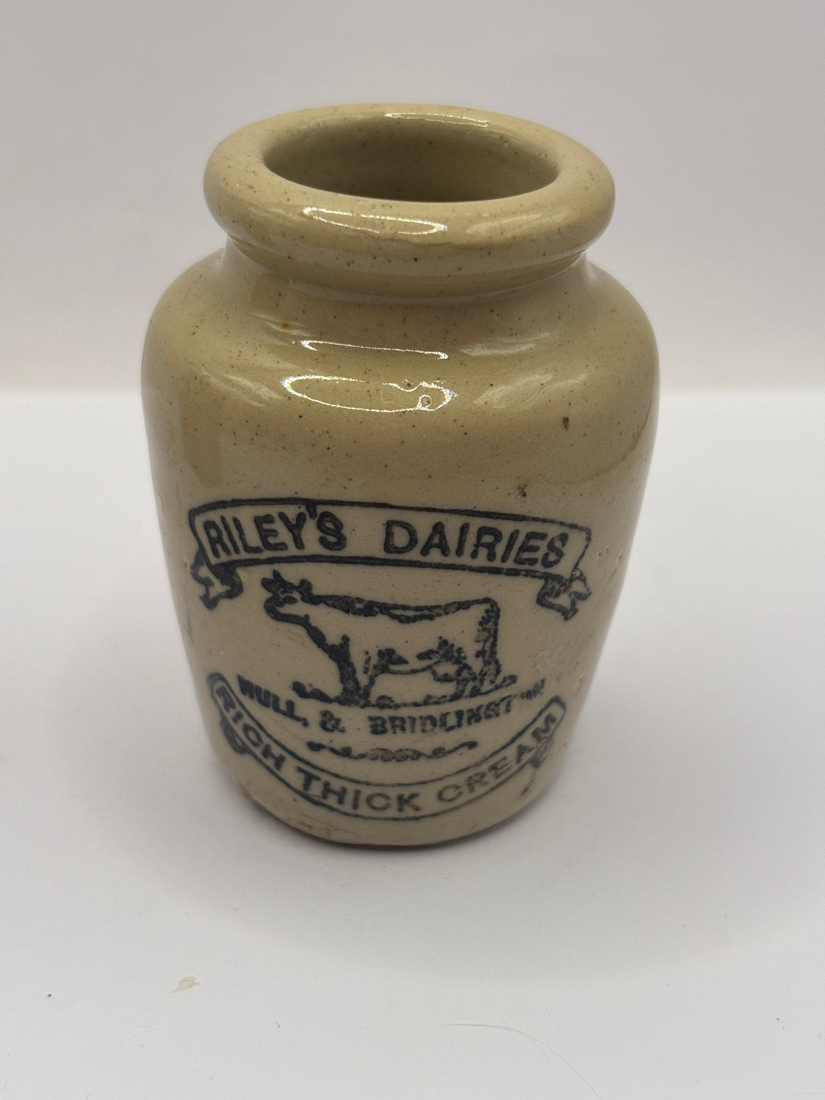 Old advertising cream pot, Rileys dairies. Hull & Bridlington