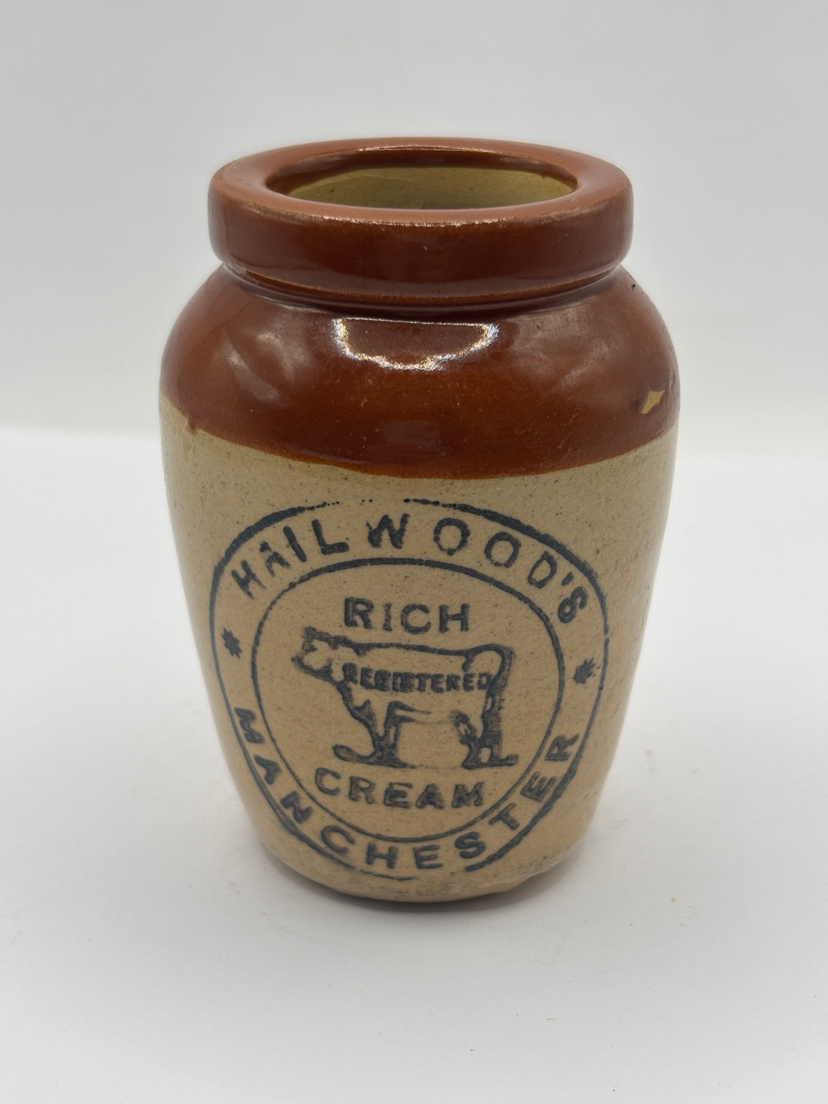 Old advertising cream pot, Hailwoods Manchester